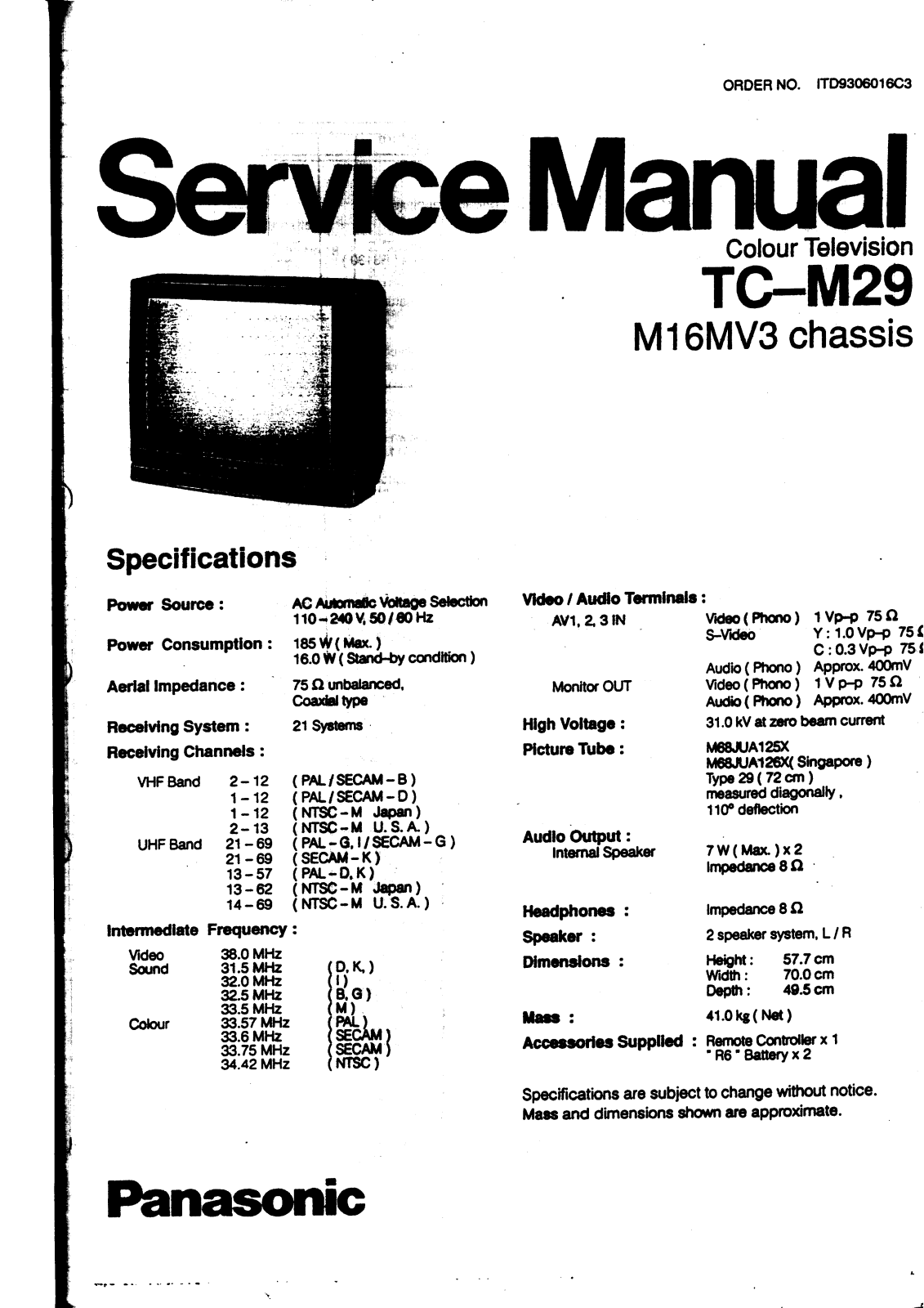 panasonic tc-m29 Service Manual