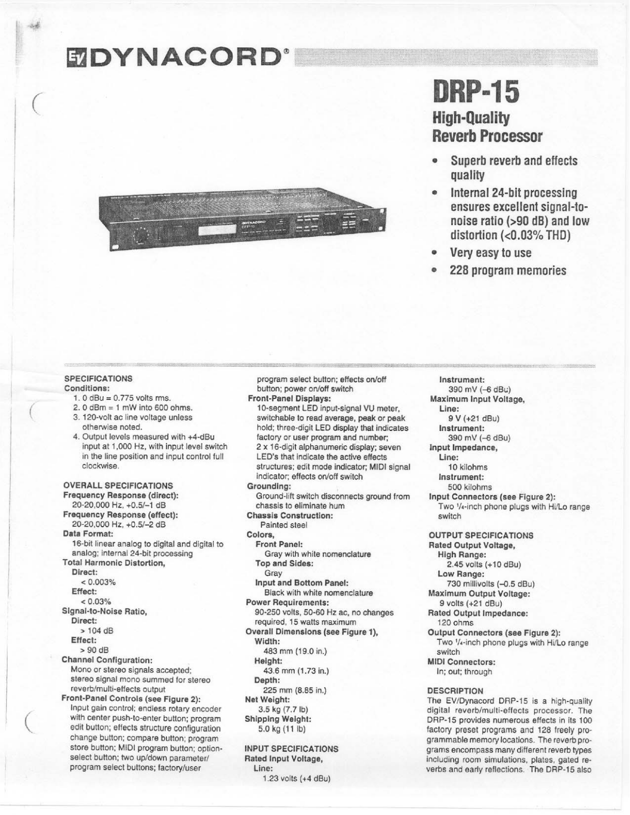 Dynacord DRP-15 Brochure