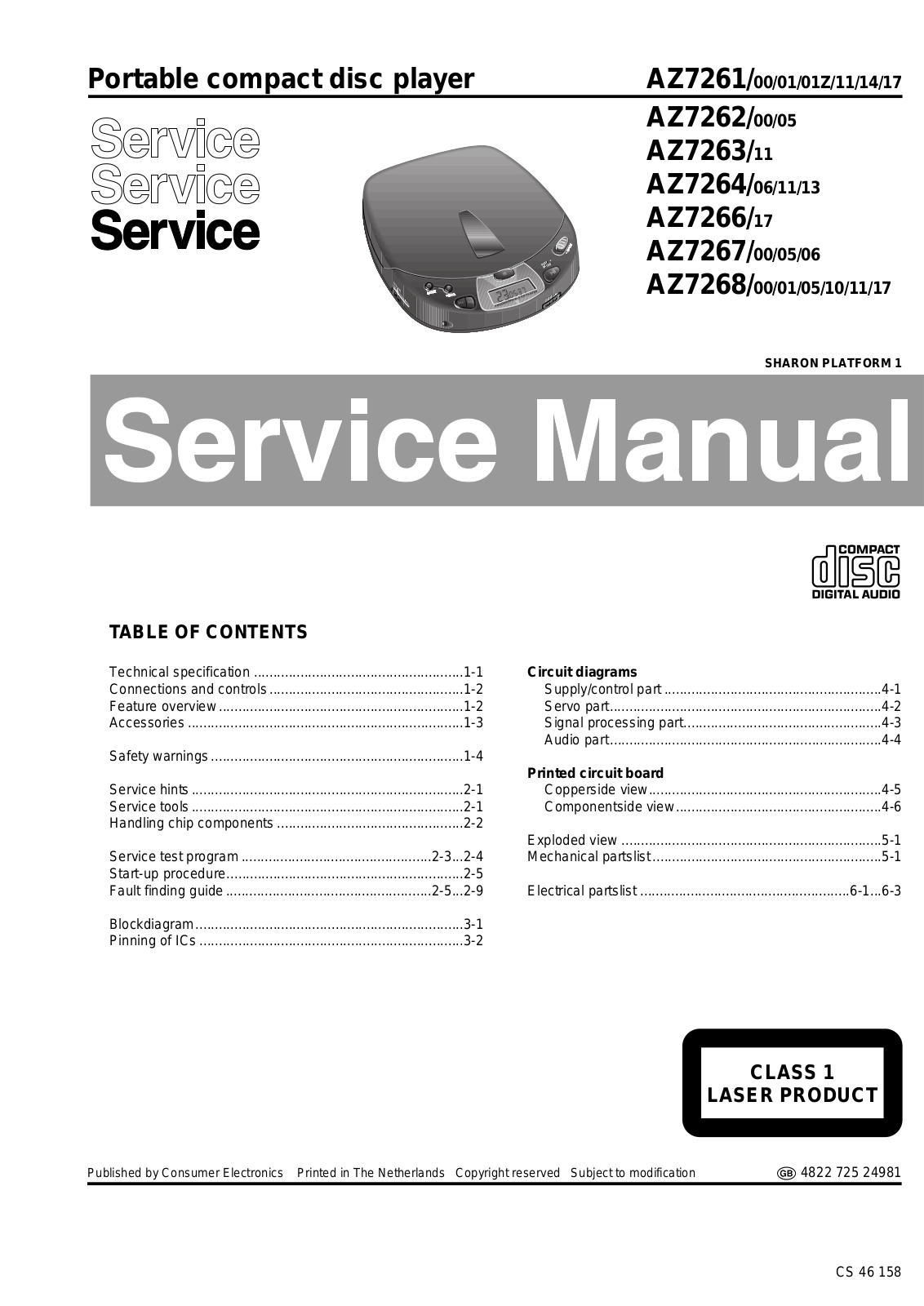 Philips AZ-7264 Service manual