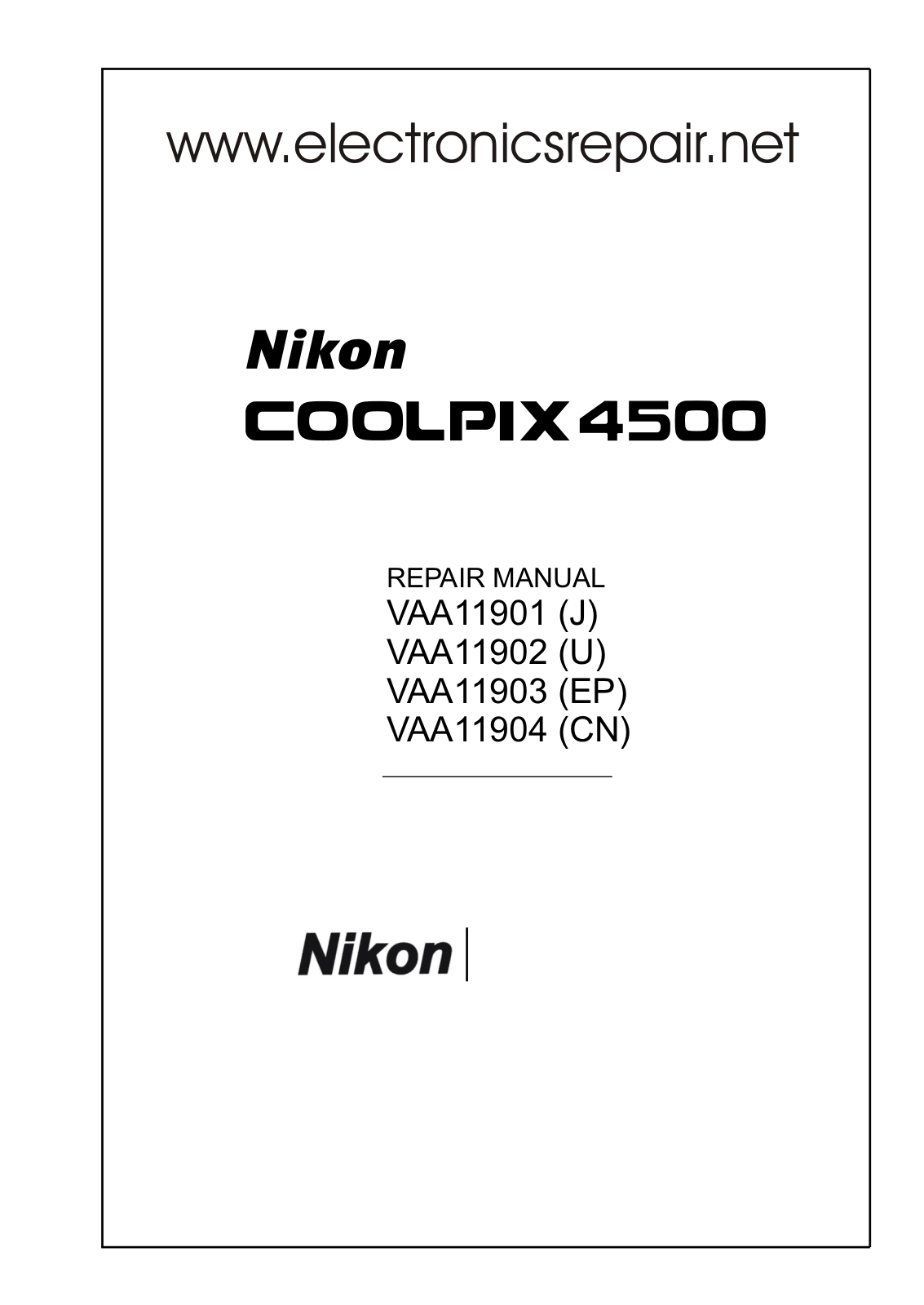 Nikon Coolpix 4500 Repair Manual