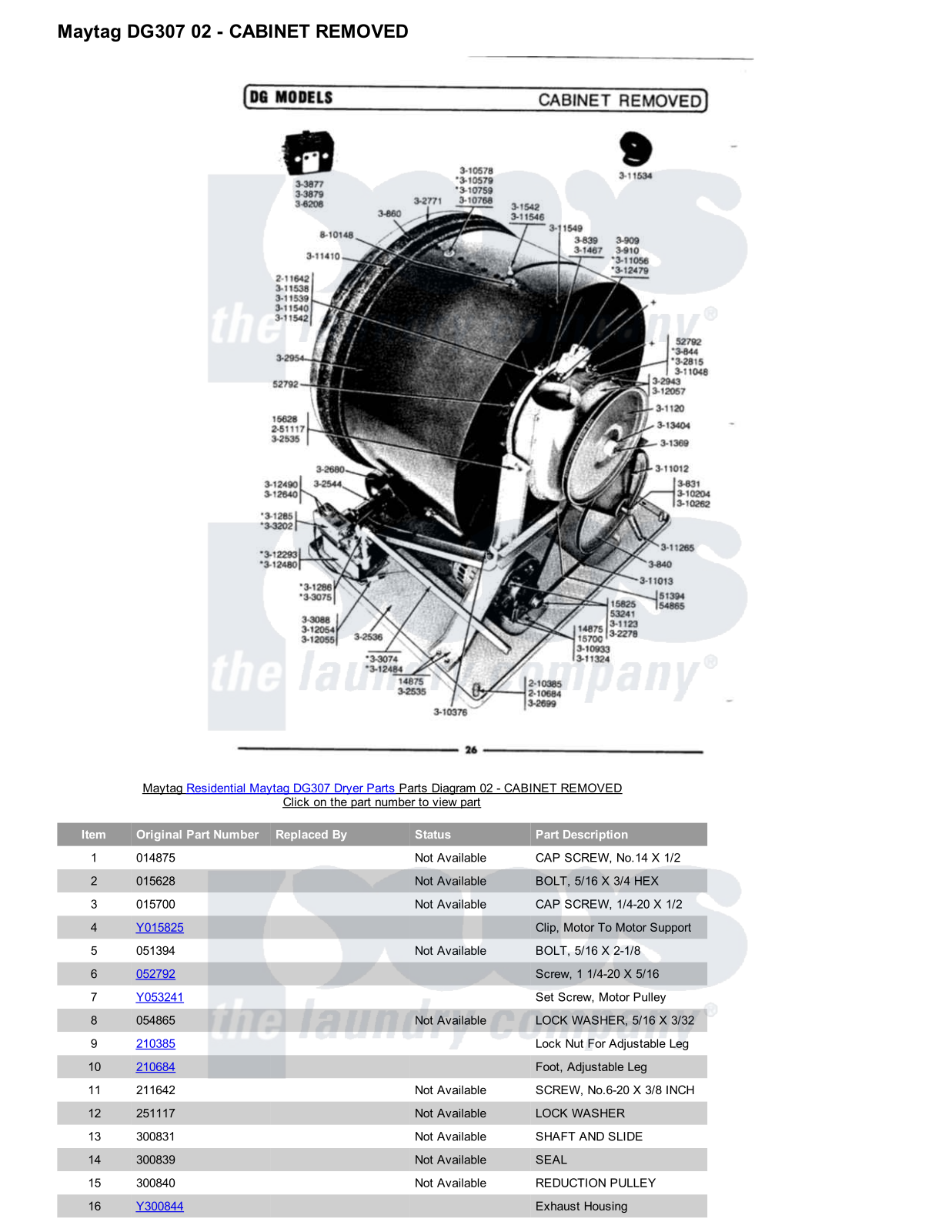 Maytag DG307 Parts Diagram