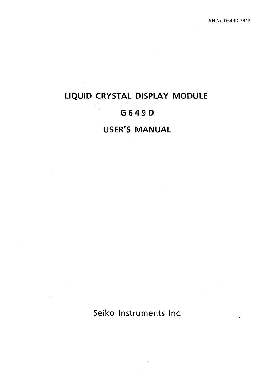 Seiko G649DX5R010, G649DX5B010 Datasheet