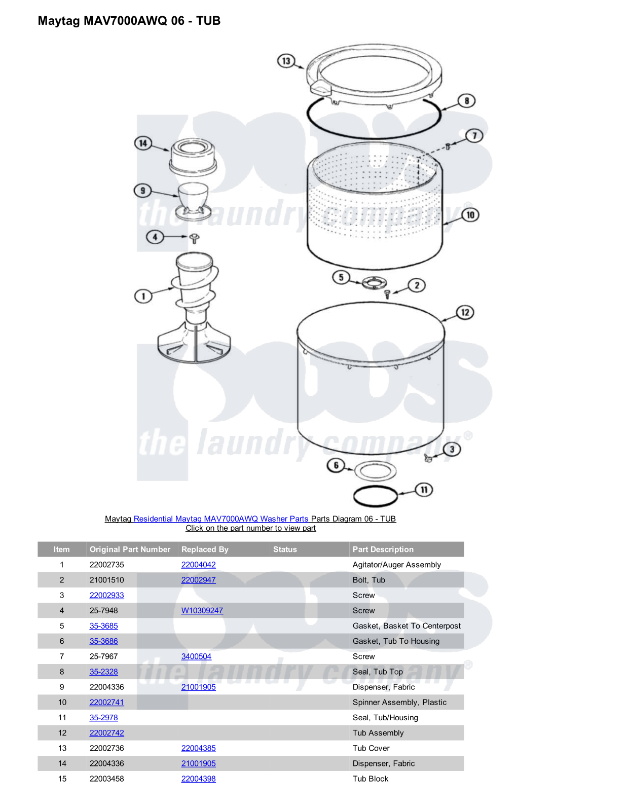 Maytag MAV7000AWQ Parts Diagram