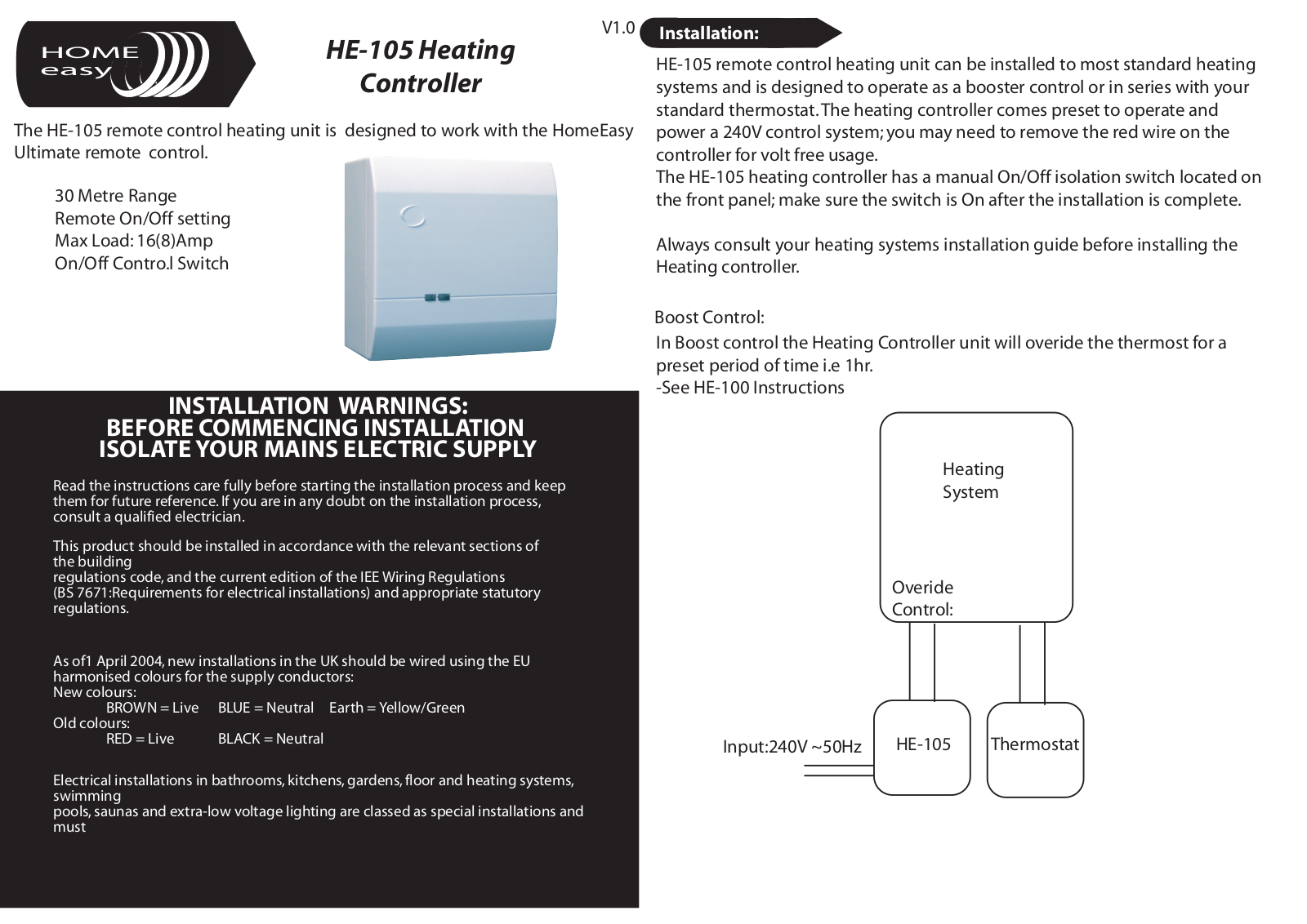 Home Easy HE105 User Manual