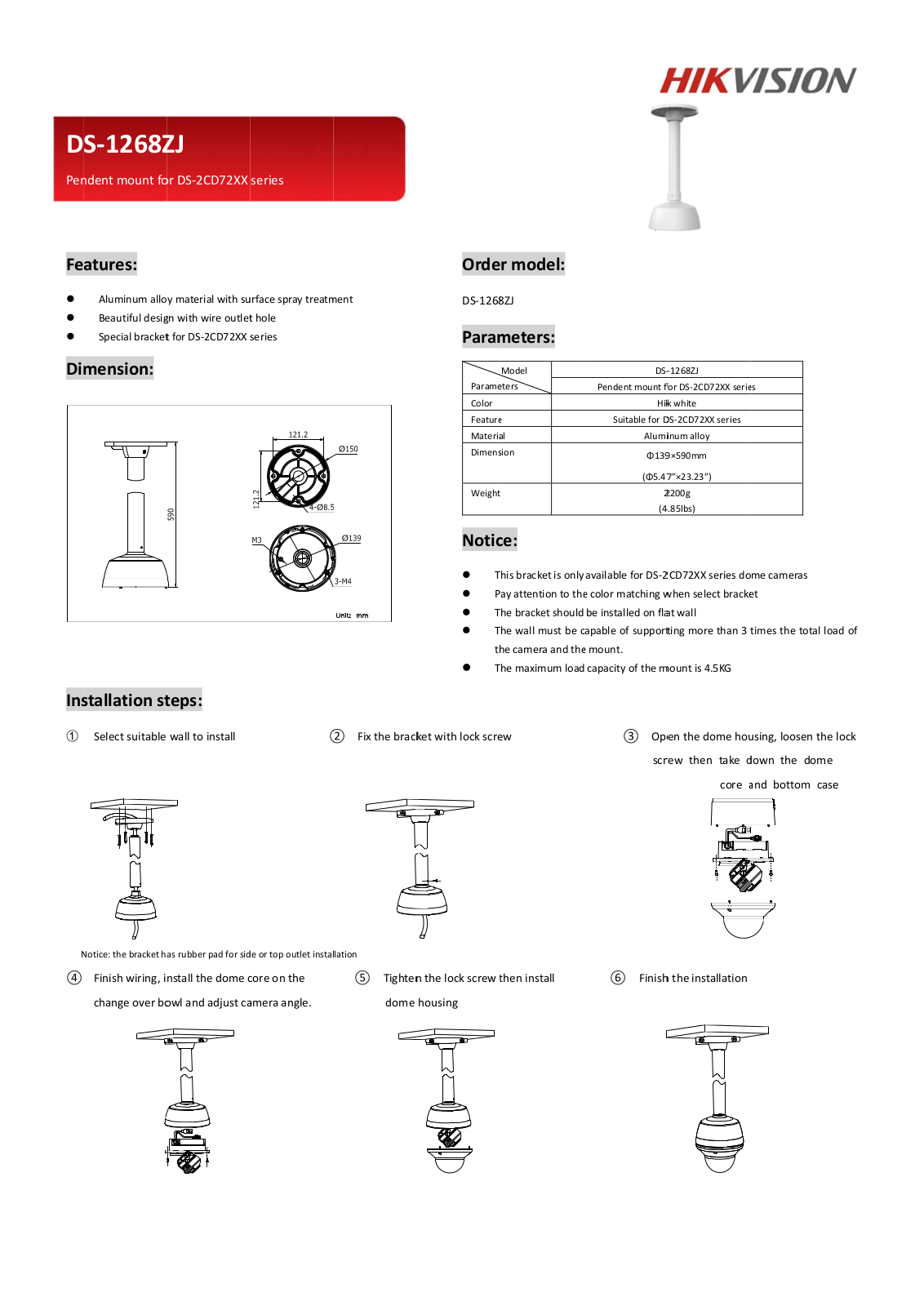 Hikvision DS-1268ZJ Specsheet