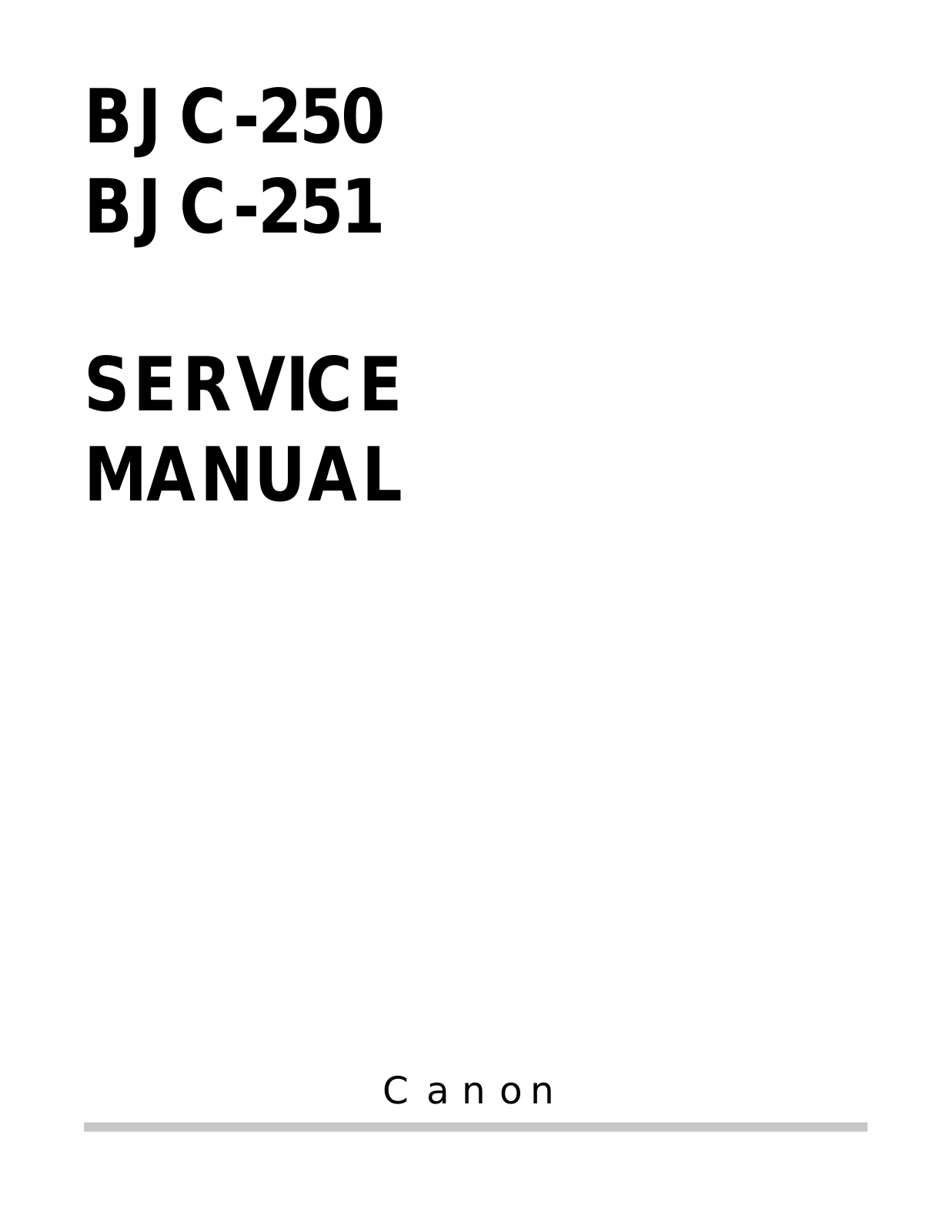 Canon BJC-250, BJC-251 Service Manual