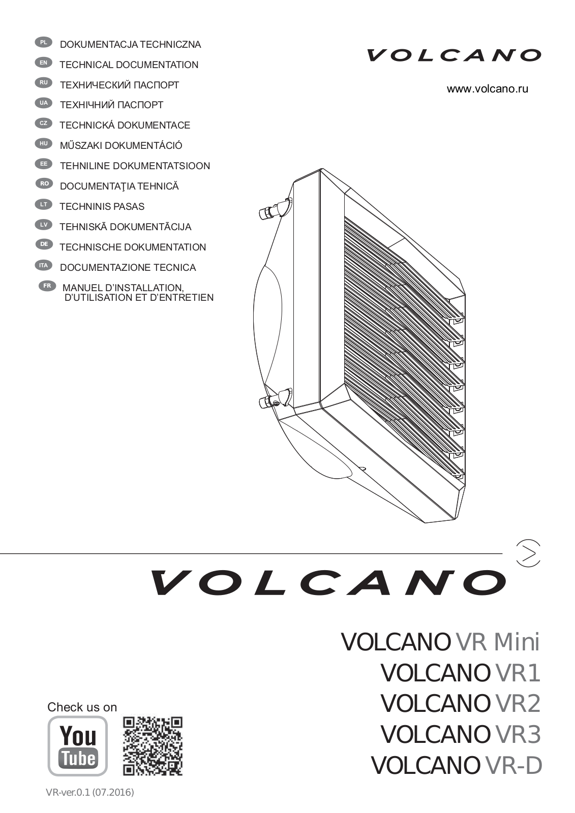 Volcano VR Mini, VR1, VR2, VR3, VR-D TECHNICAL DOCUMENTATION