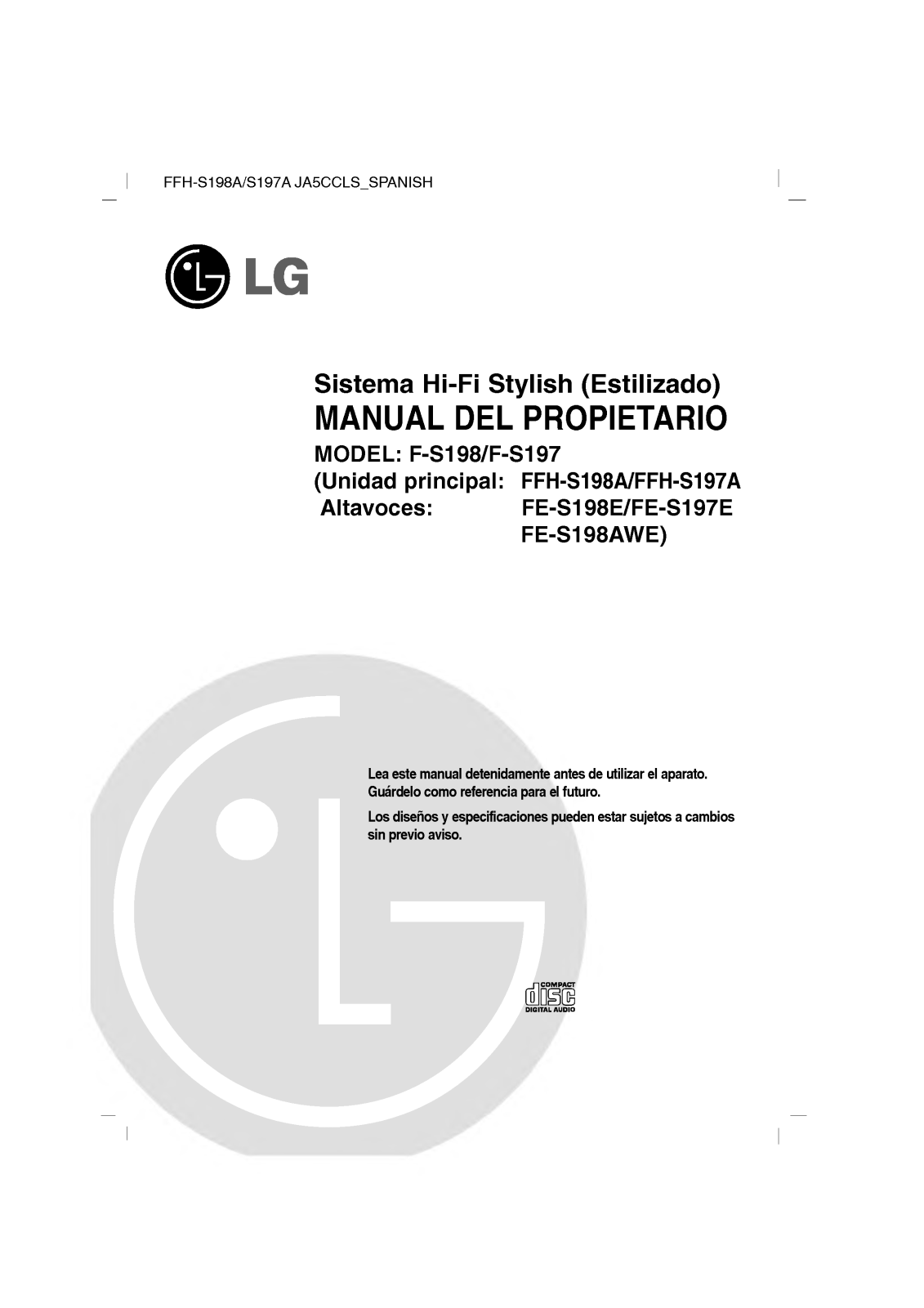 Lg FFH-S197, FFH-S198 User Manual