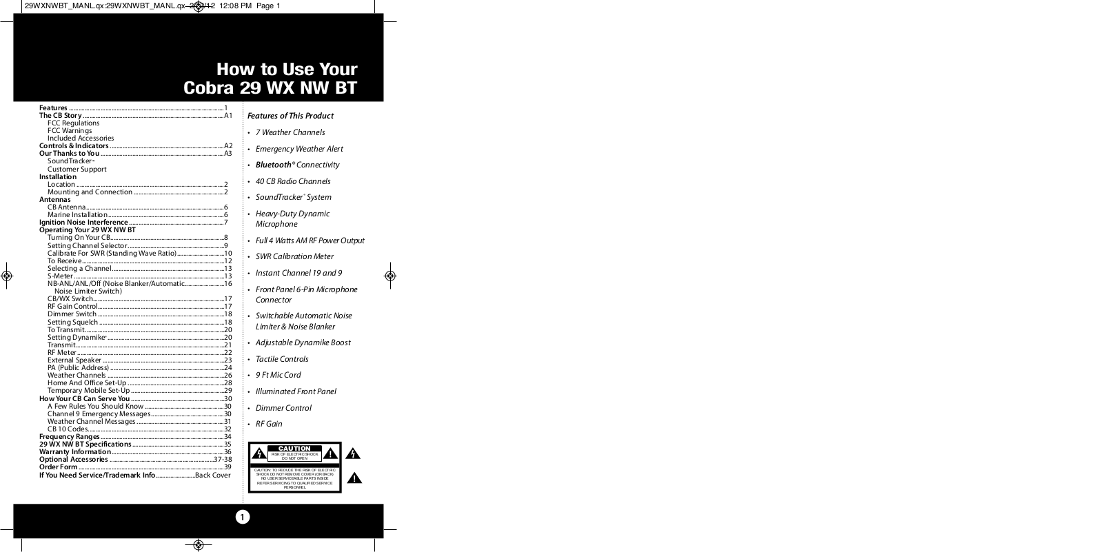 Cobra 29 WX NW BT User Manual