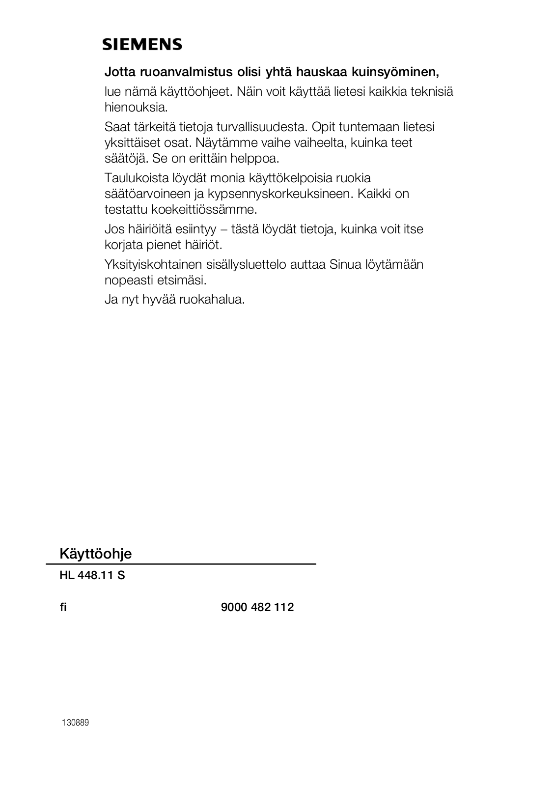 Siemens HL448511S, HL448211S User Manual