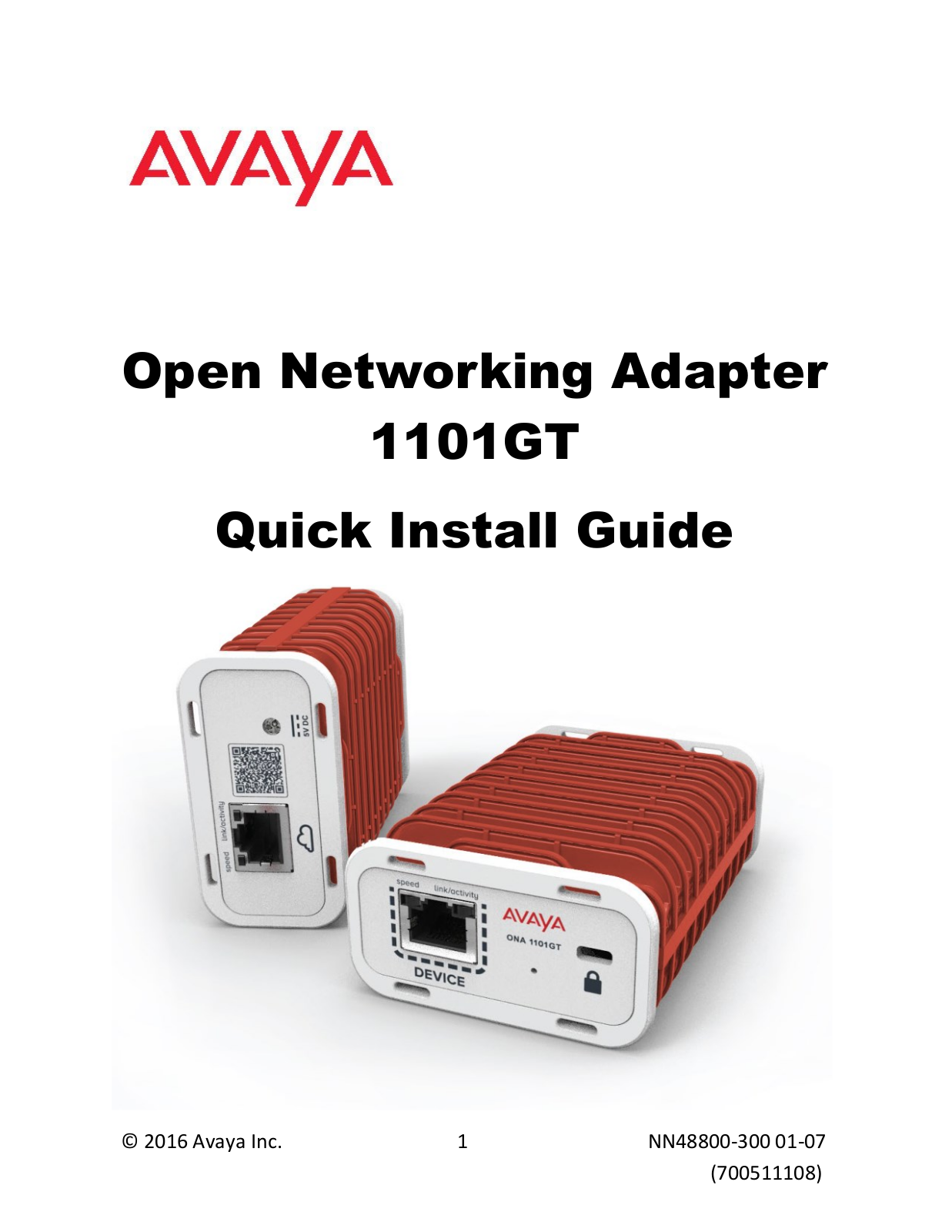 Avaya 1101GT Quick Install Manual