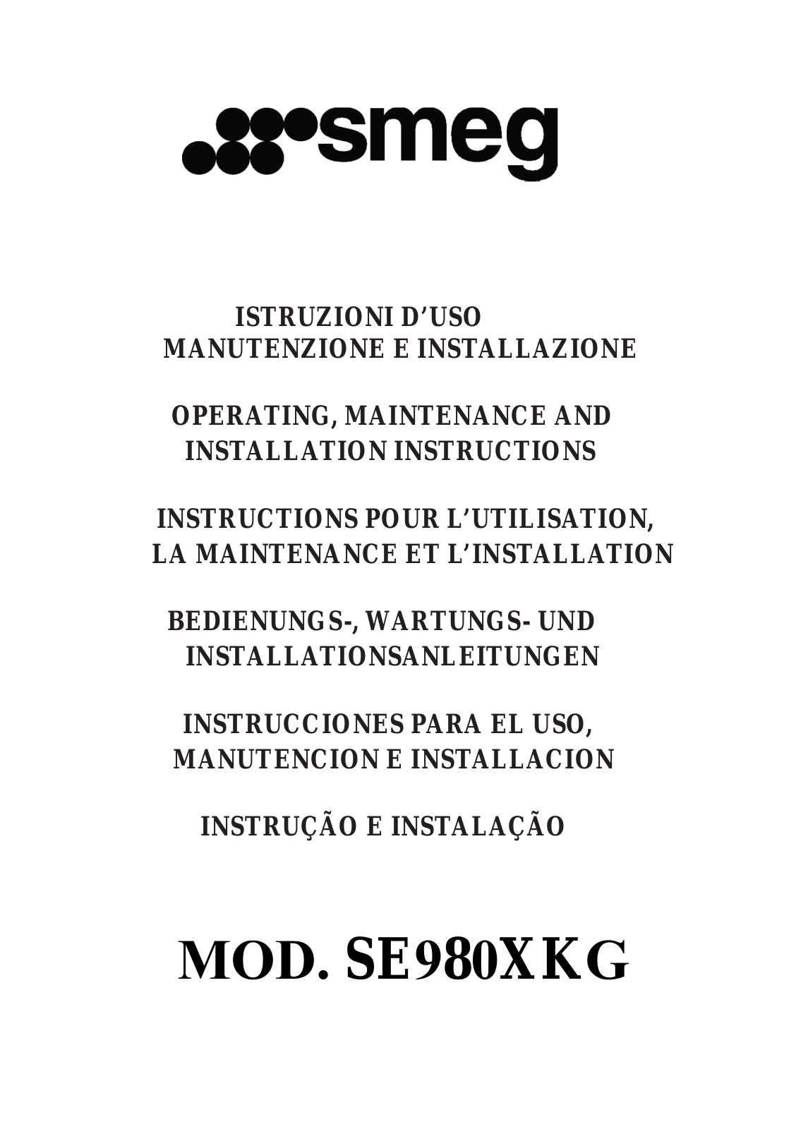 SMEG SE980XKG User Manual