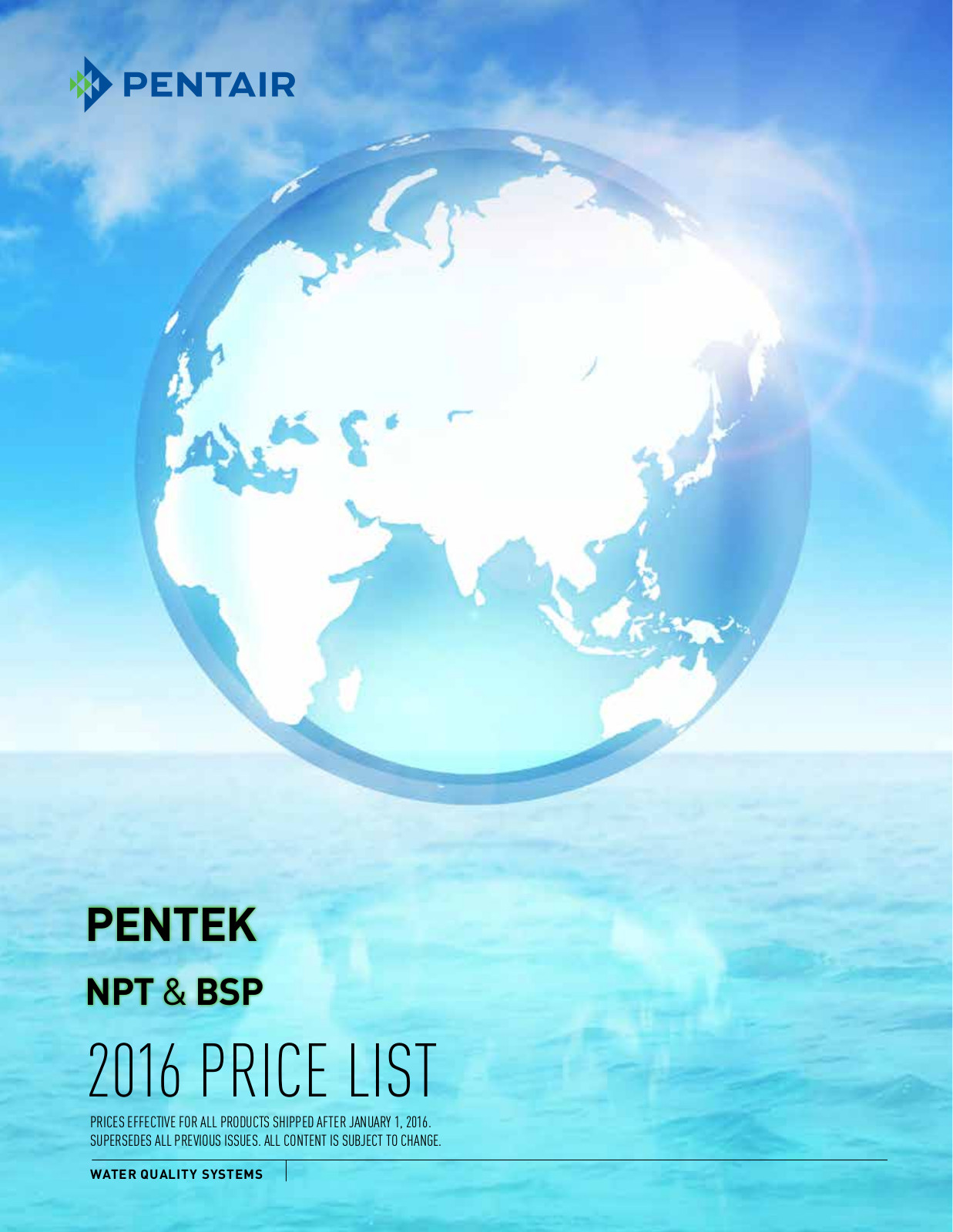 Pentair NPT, BSP 2016 PRICE LIST