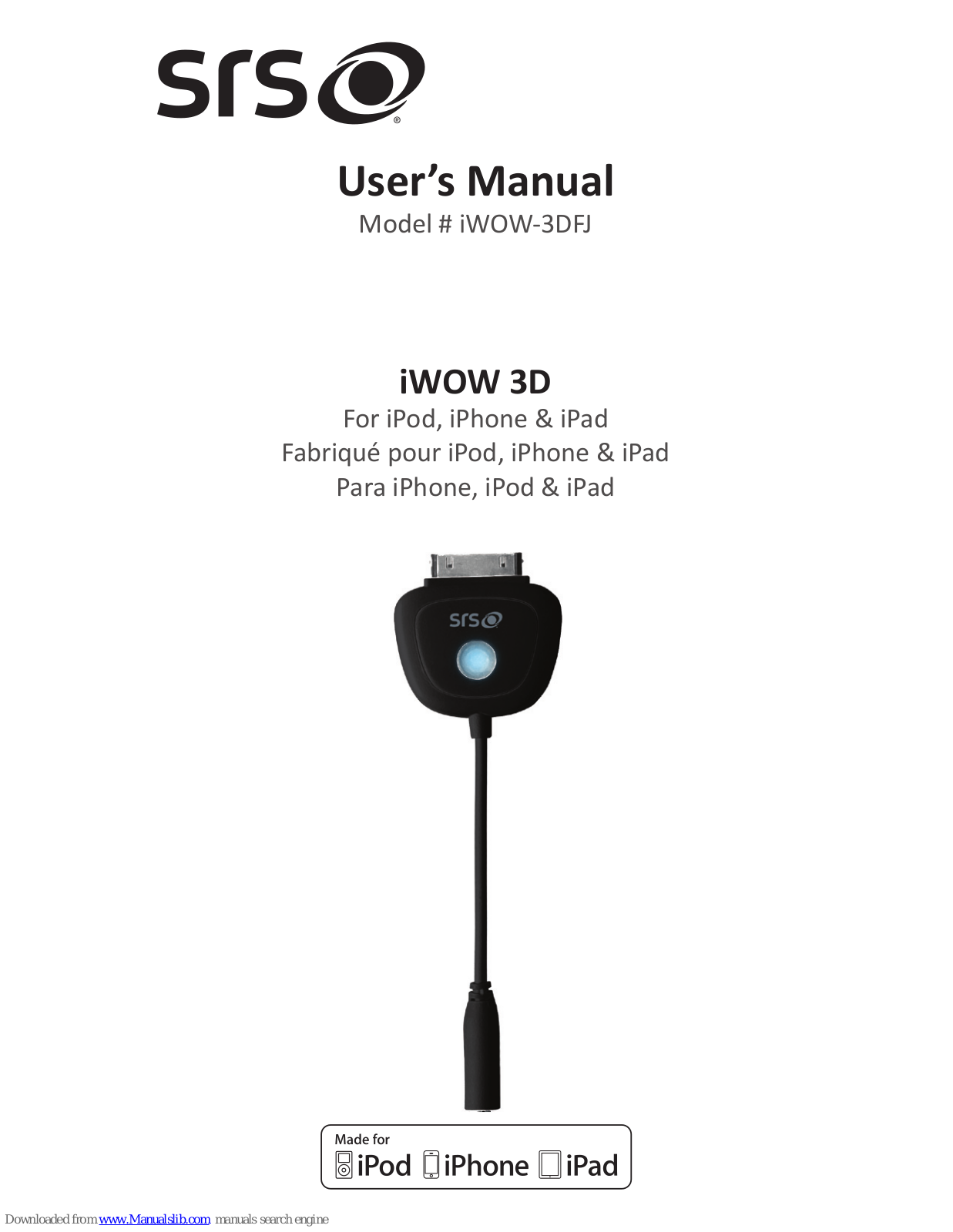 SRS Labs iWOW-3DFJ User Manual