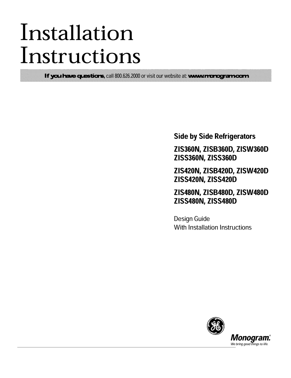 GE ZIS360NMC, ZIS420NMA, ZIS420NMB, ZIS420NMC, ZIS420NMD Installation Guide - ManualMachine.com