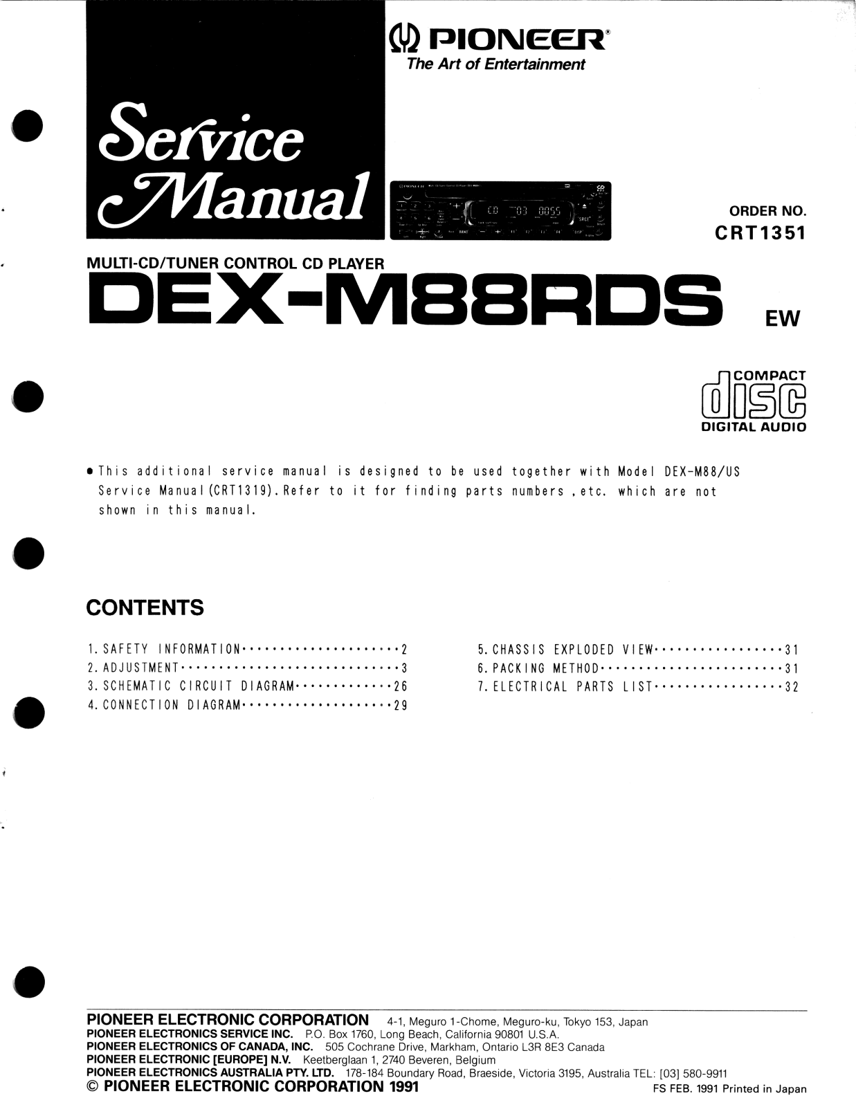 Pioneer DEXM-88-RDS Service manual