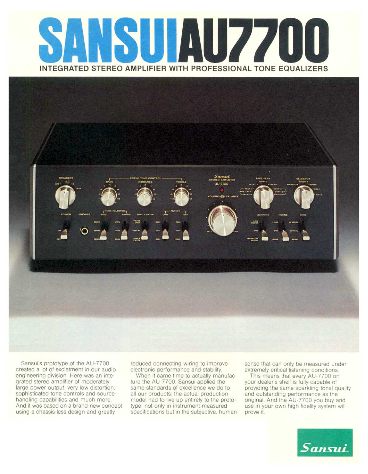 Sansui AU-7700 Brochure