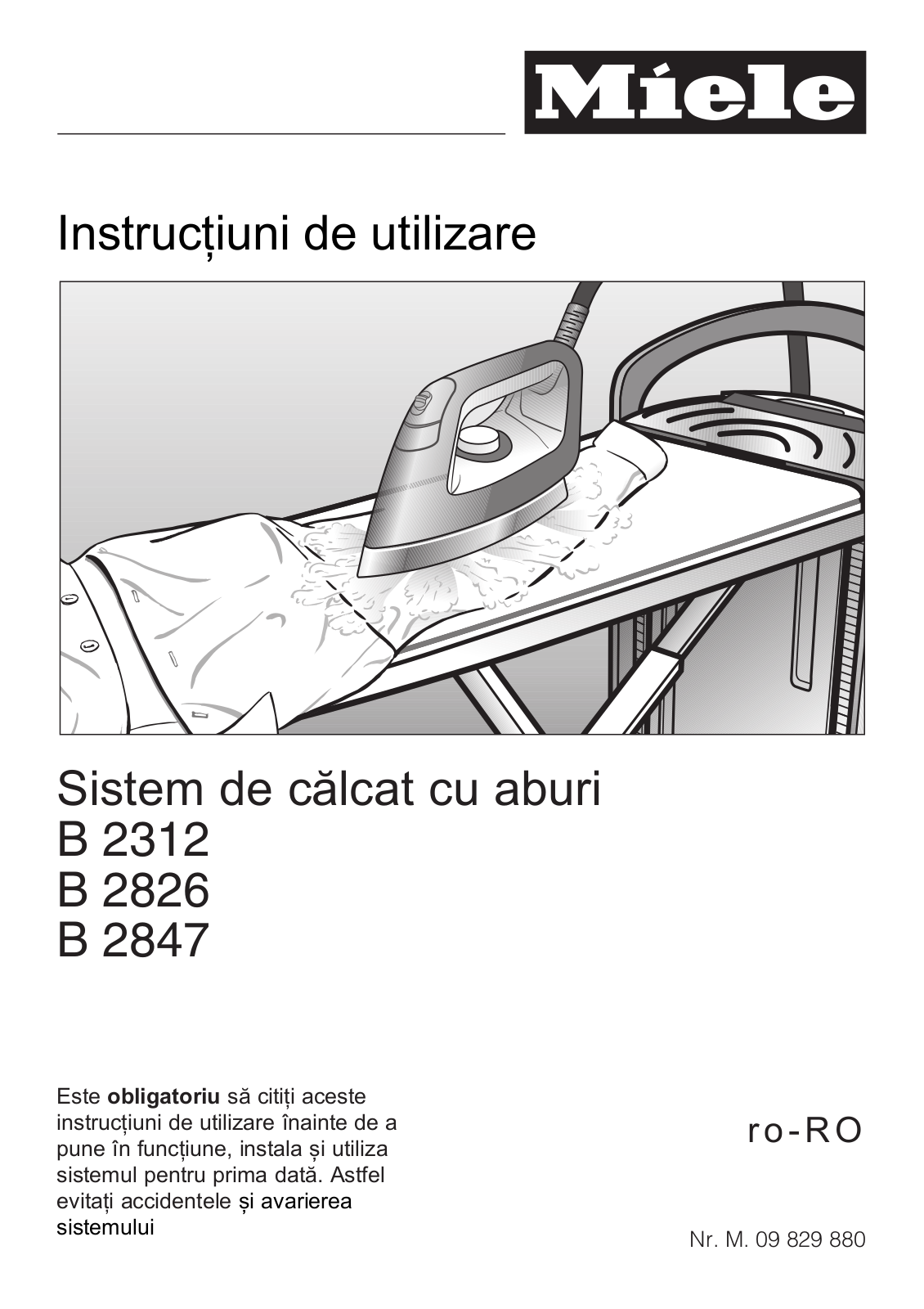 Miele B 2312, B 2826, B 2847 Instructions Manual