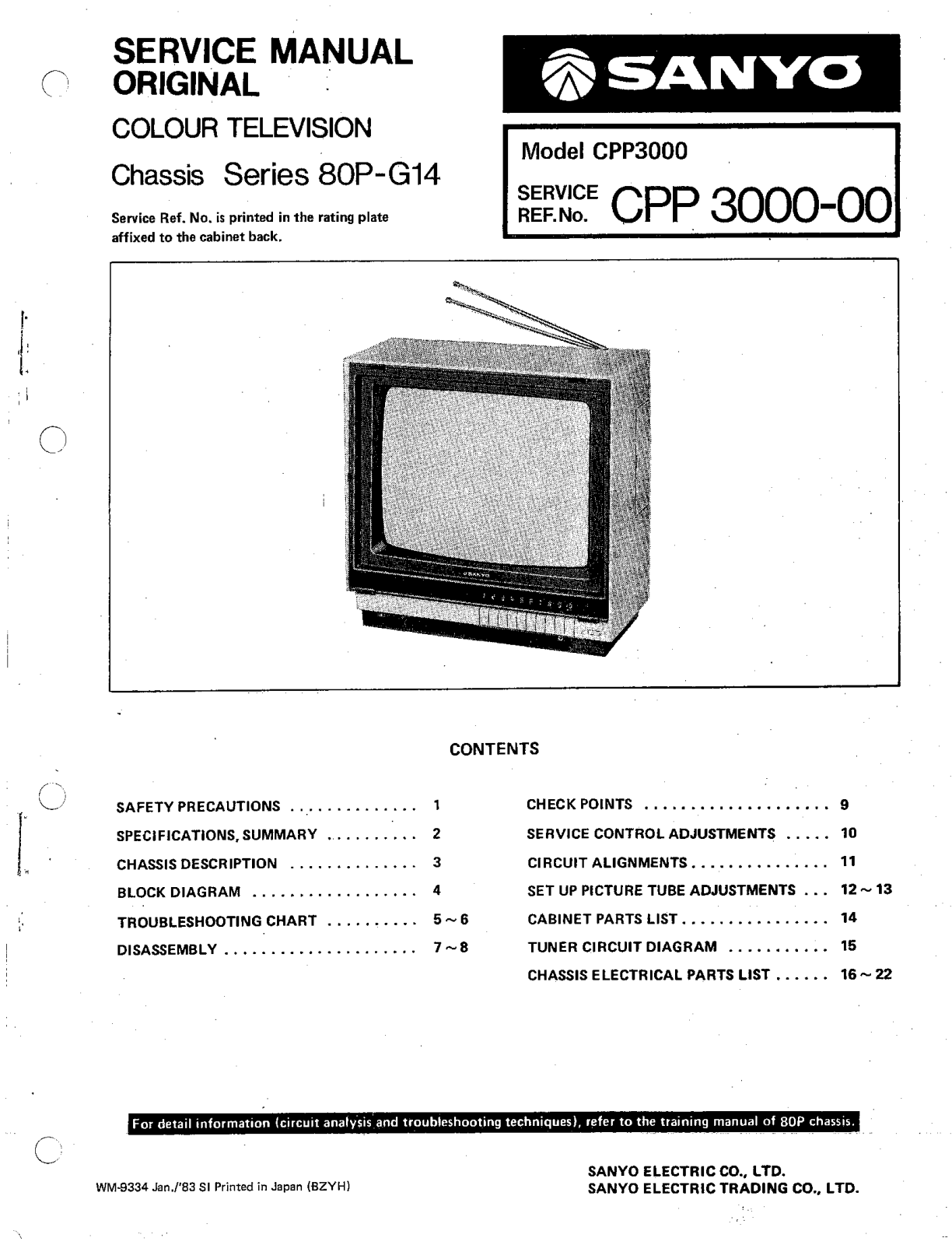 SANYO cpp3000 Service Manual