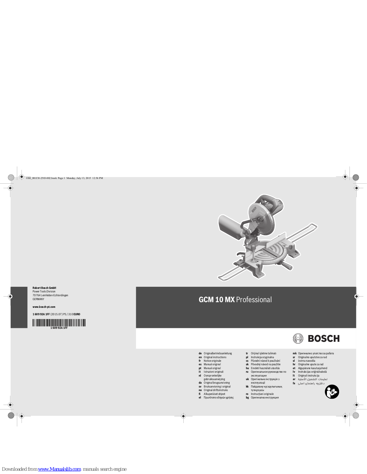 Bosch GCM 10 MX Professiona Original Instructions Manual