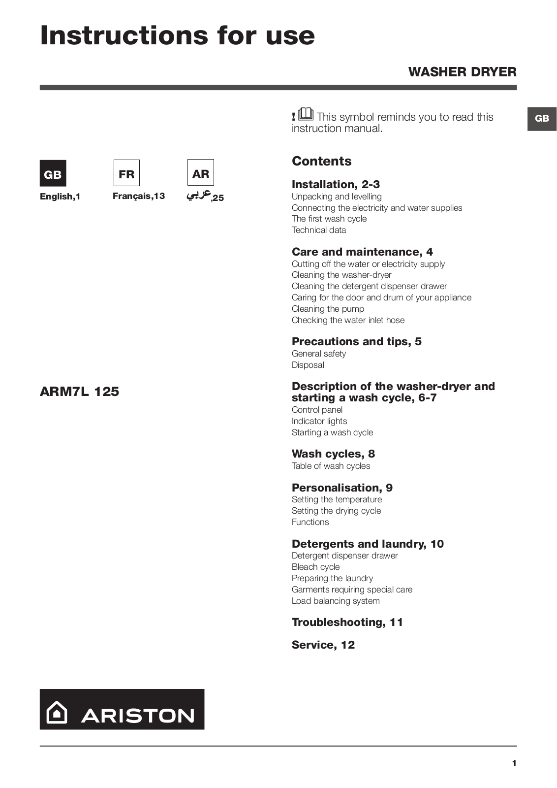 ARISTON ARM7L 125 (EX) User Manual