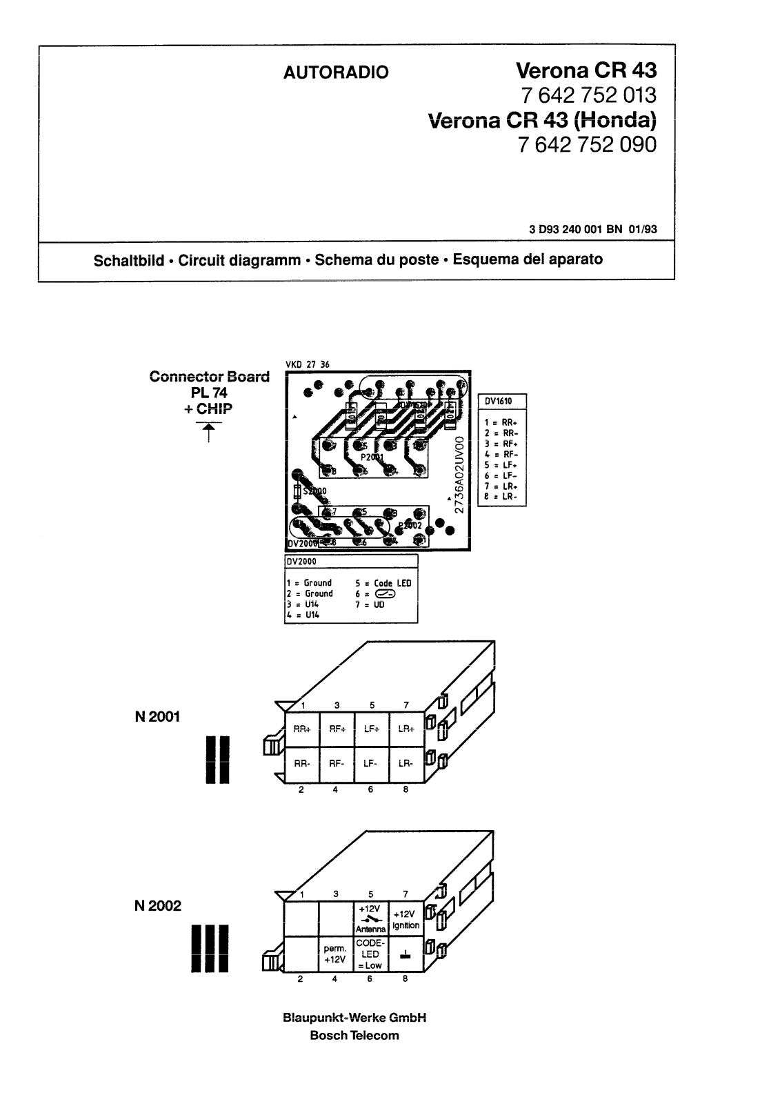 Blaupunkt Verona CR 43 Schematic