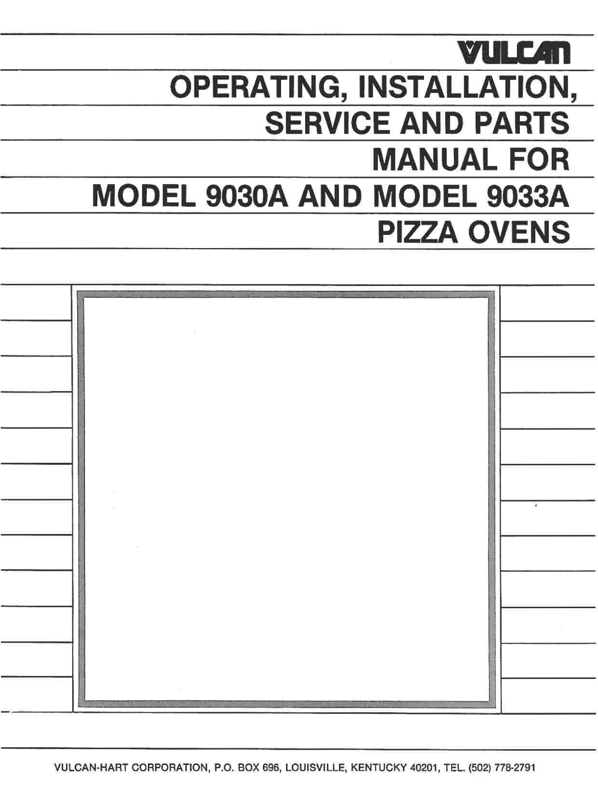 Vulcan-Hart 9033A User Manual