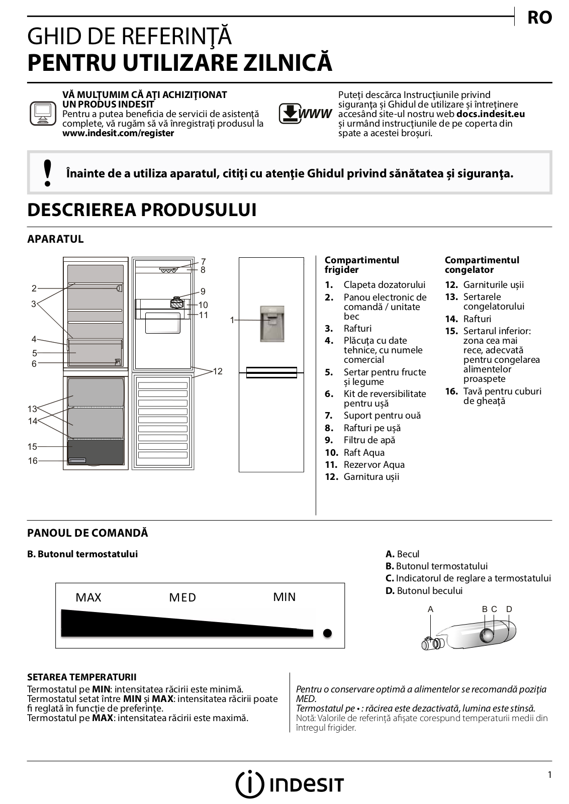 INDESIT LR8 S1 S AQ Daily Reference Guide