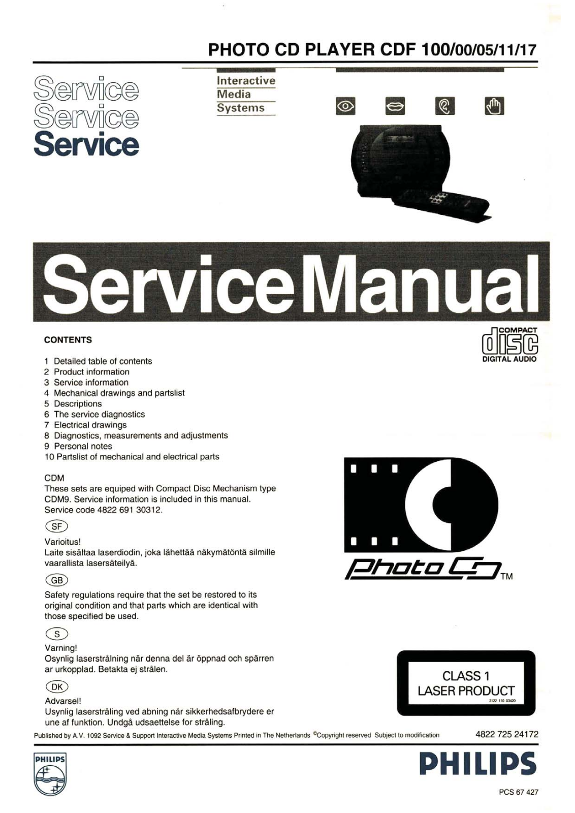 Philips cdf100 Service Manual