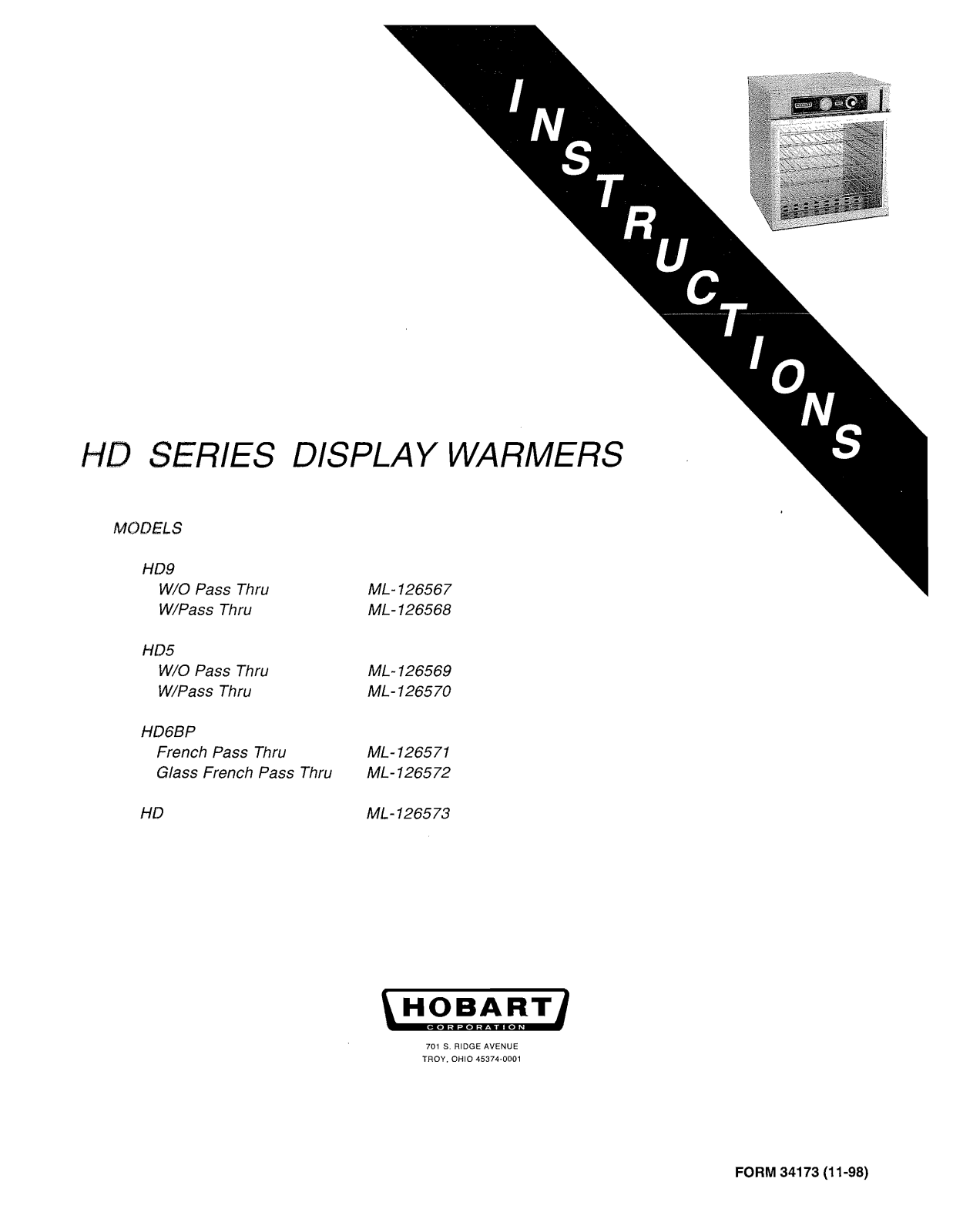 Hobart HD5 Installation Manual