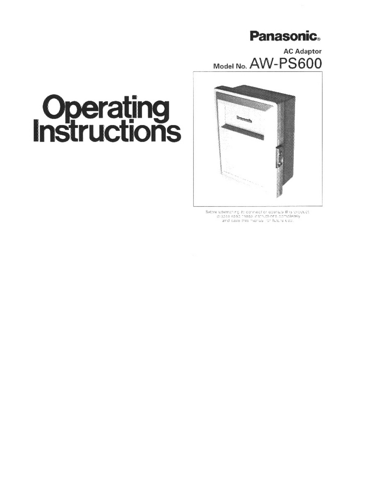 Panasonic AW-PS600P User Manual