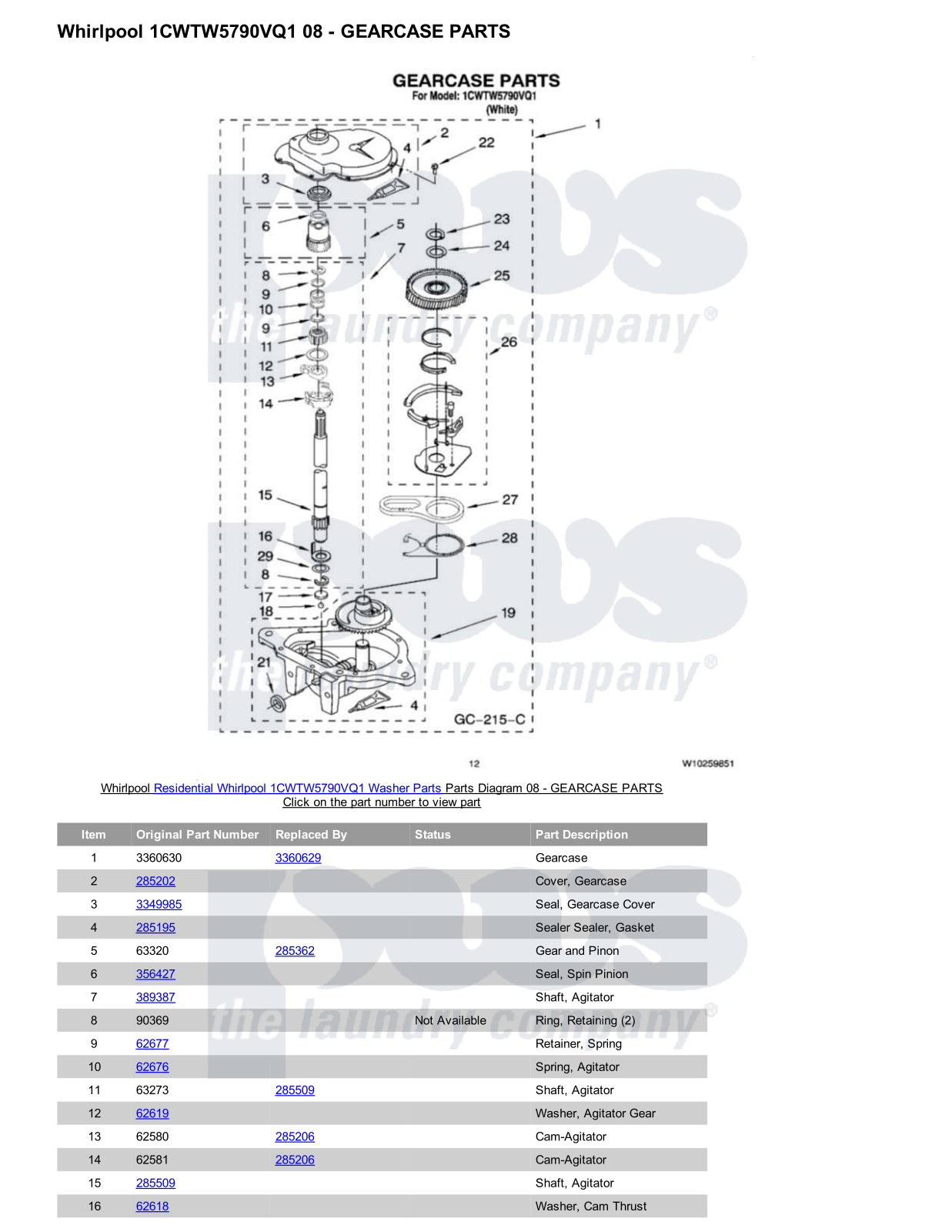 Whirlpool 1CWTW5790VQ1 Parts Diagram