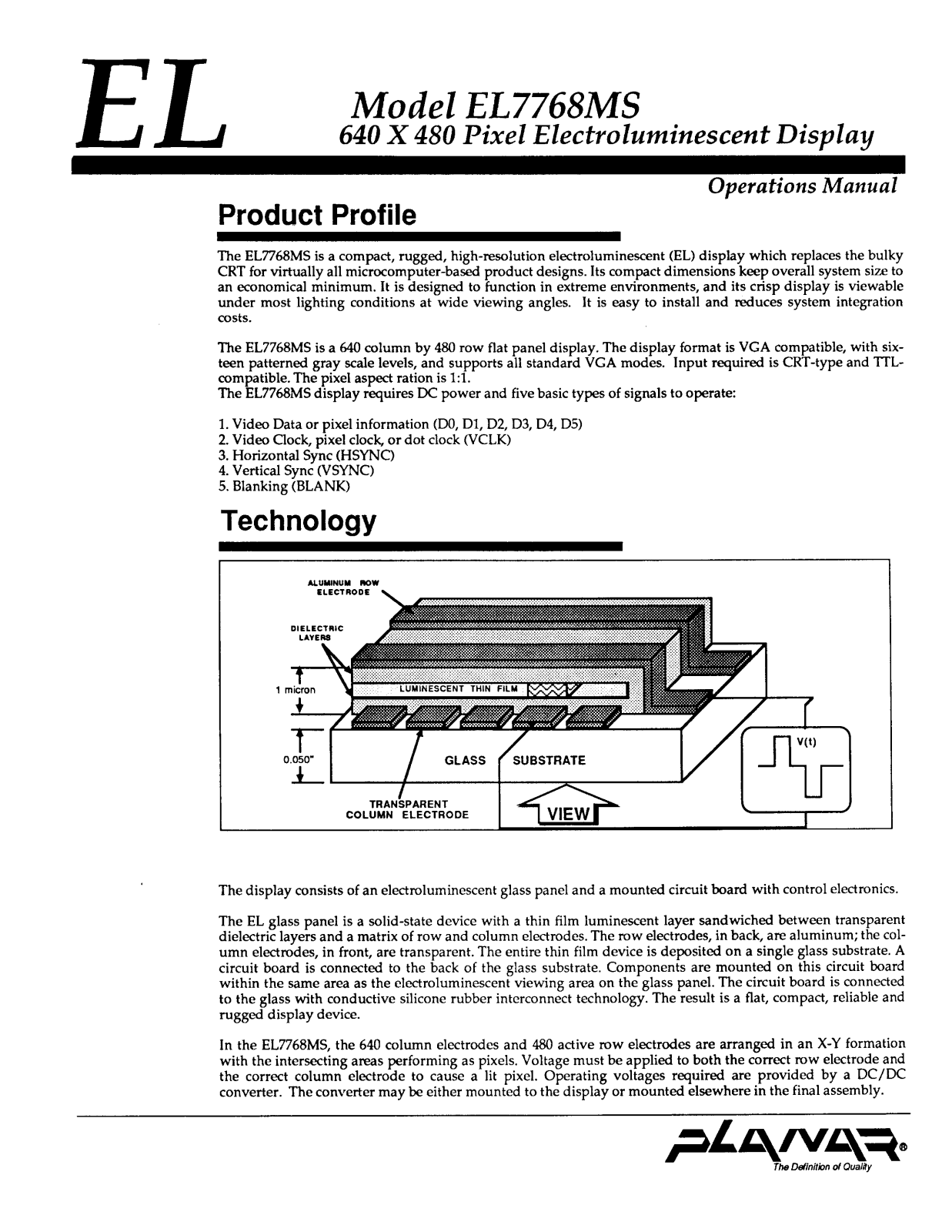 Planar EL7768MS User Manual