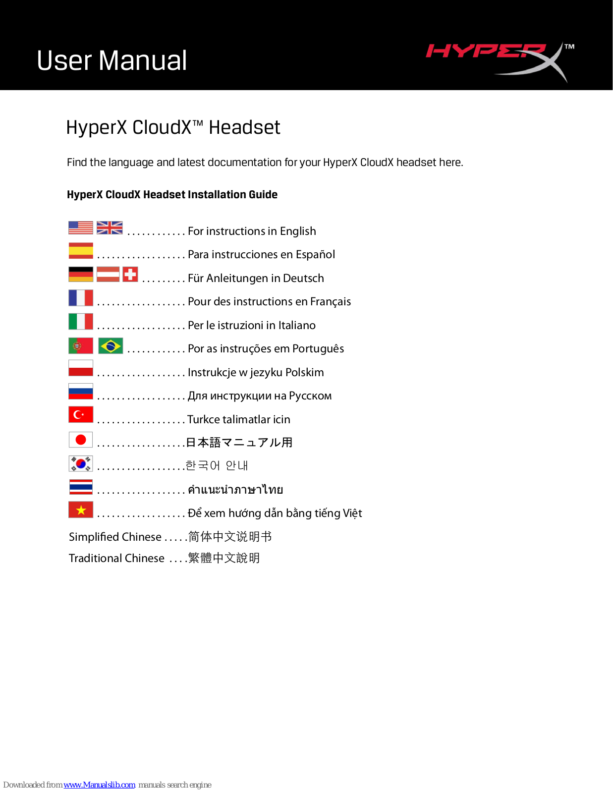 HyperX CloudX User Manual