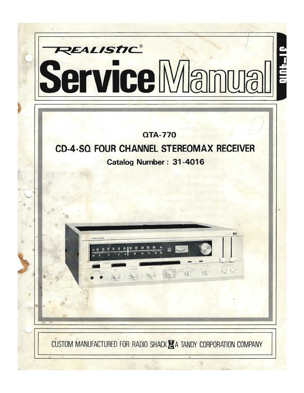 Realistic   RadioShack QTA-770 Service Manual