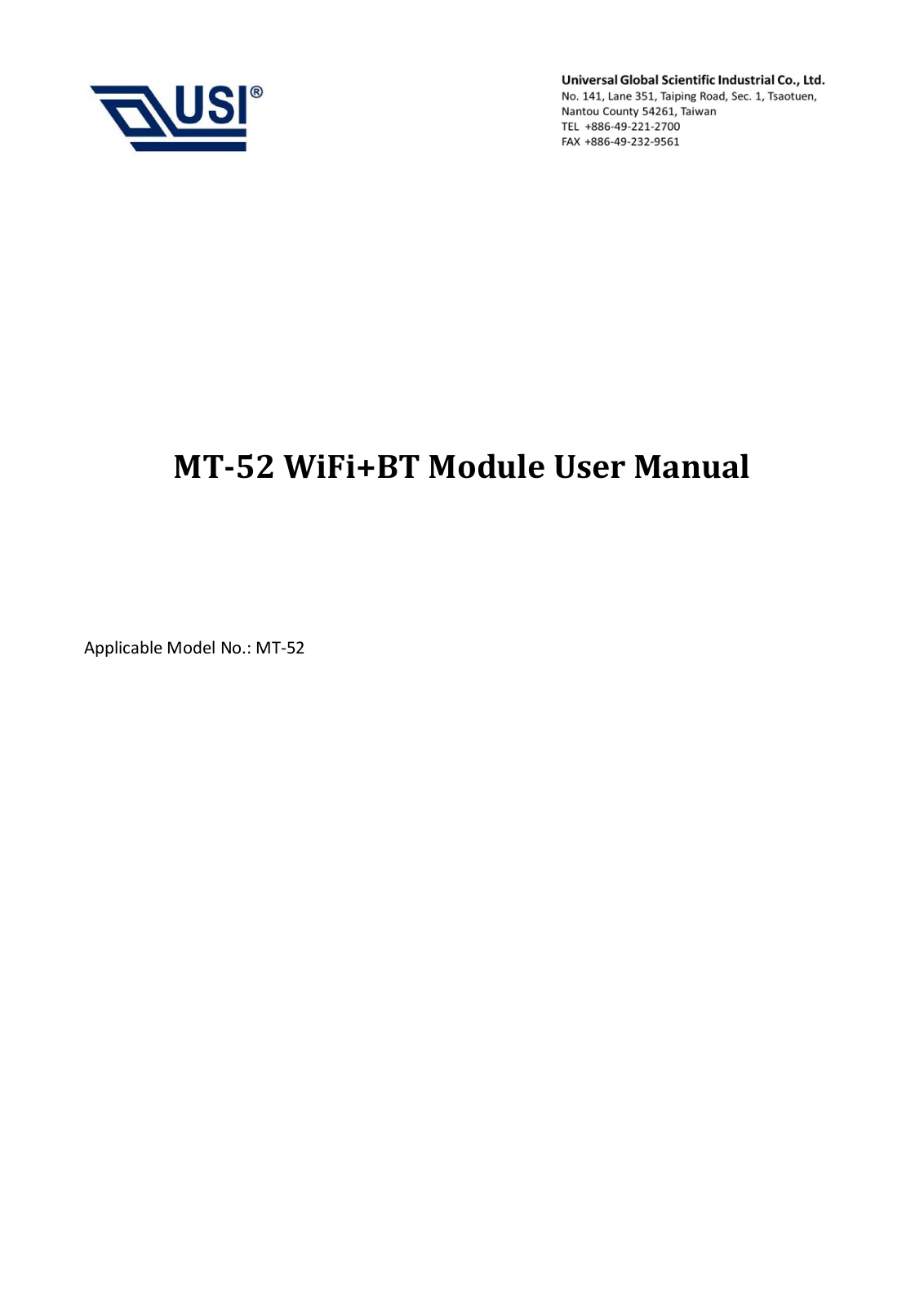 Universal Global Scientific MT 52 User Manual