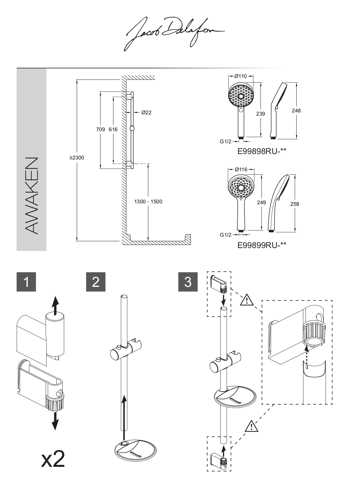 Jacob Delafon AWAKEN E99898RU-CP, AWAKEN E99899RU-CP Installation guide