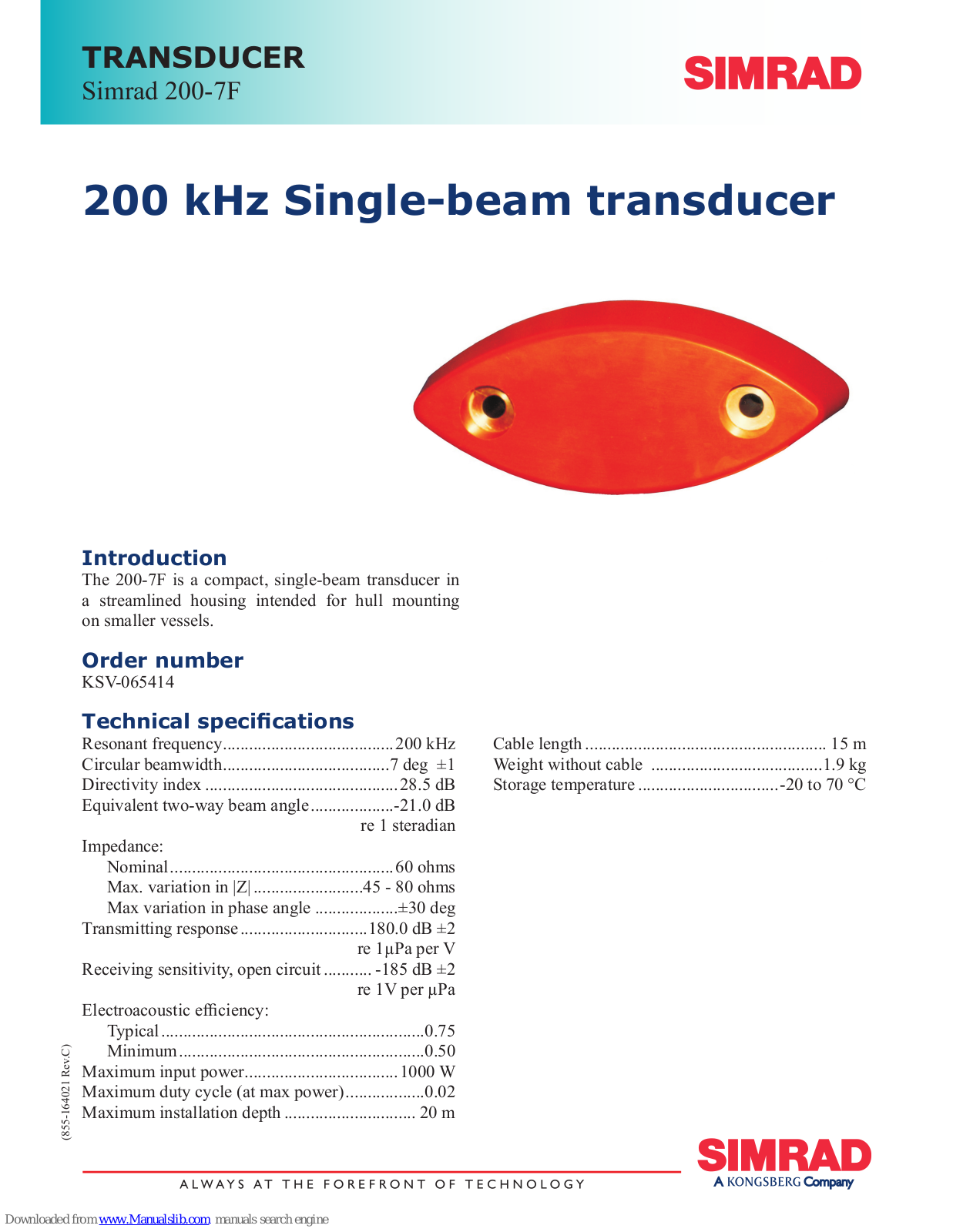 Simrad 200-7F - DATASHEET REV C Datasheet - ManualMachine.com
