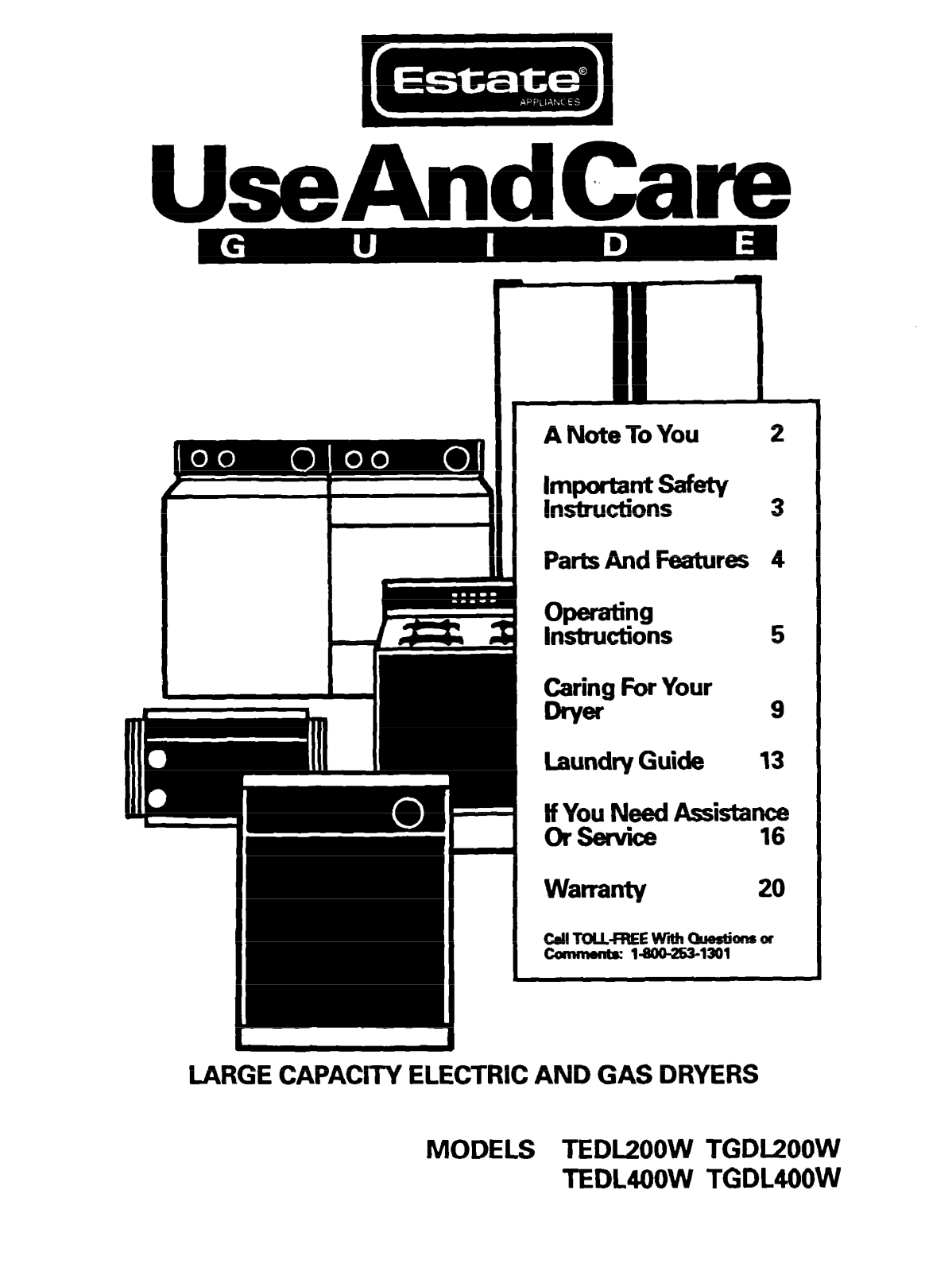 Whirlpool TGDL4OOW, TEDL4OOW, TGDIJOOW, TEDL200W User Manual - ManualMachine.com