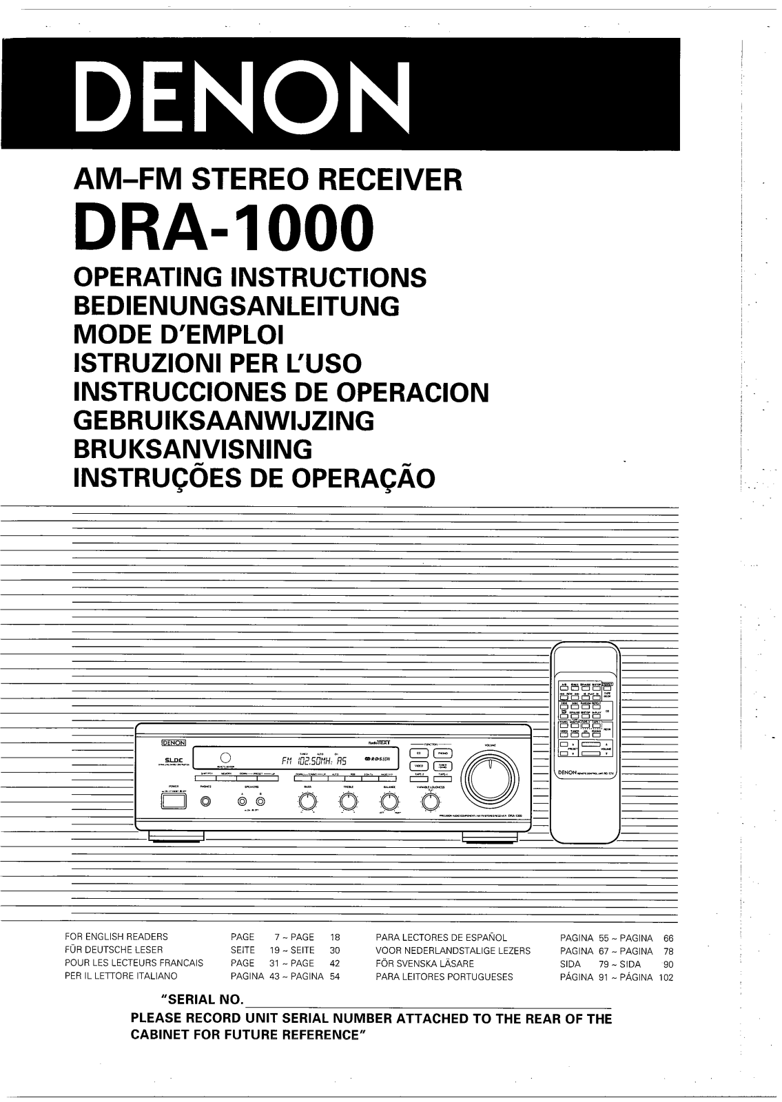 DENON DRA-1000 User Manual