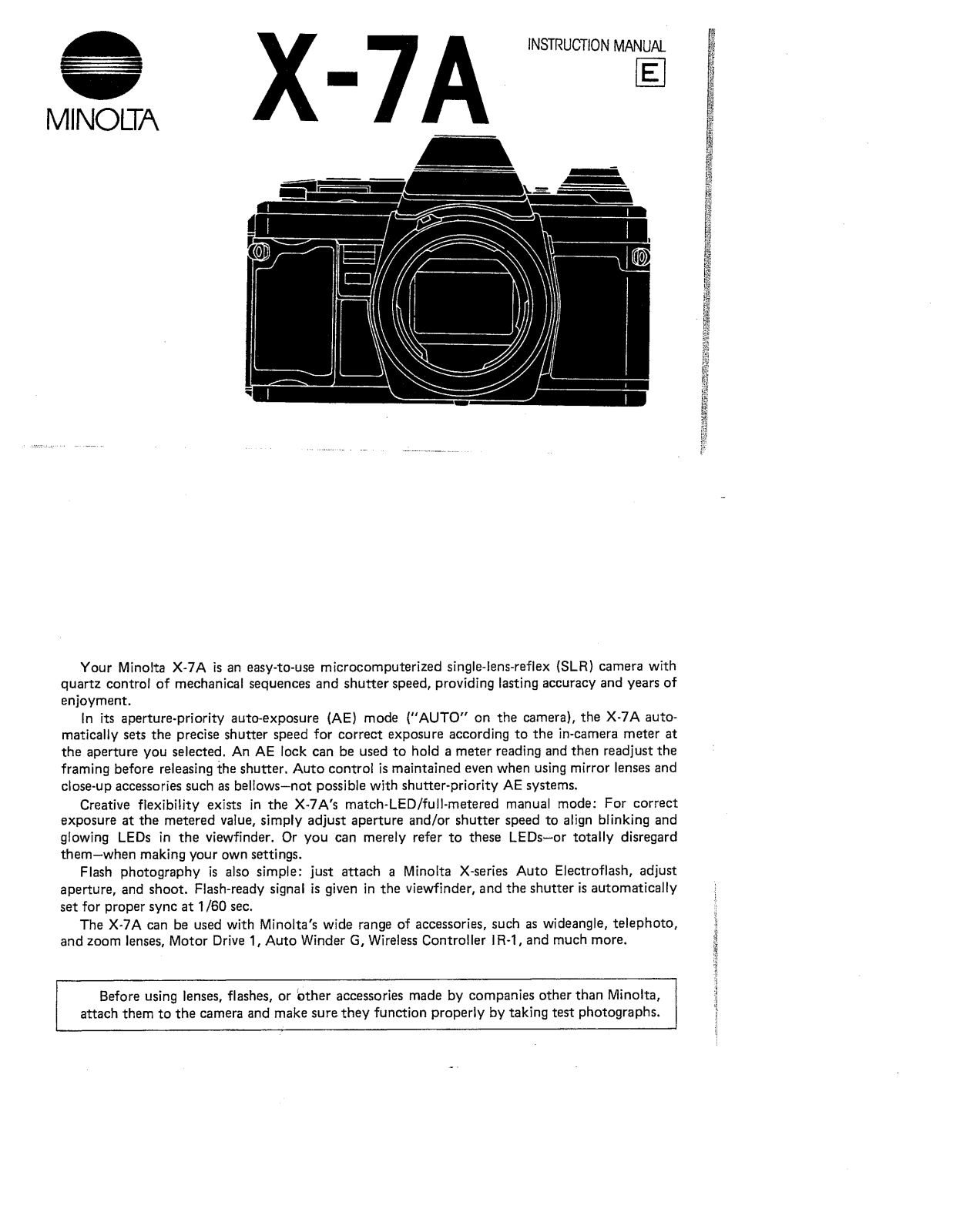 Minolta X-7A User Manual