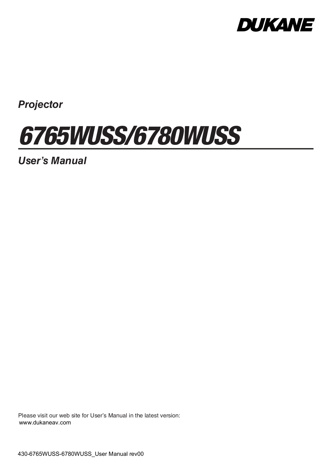 Dukane 6765WUSS, 6765WUSS-L, 6780WUSS, 6780WUSS-L User Manual