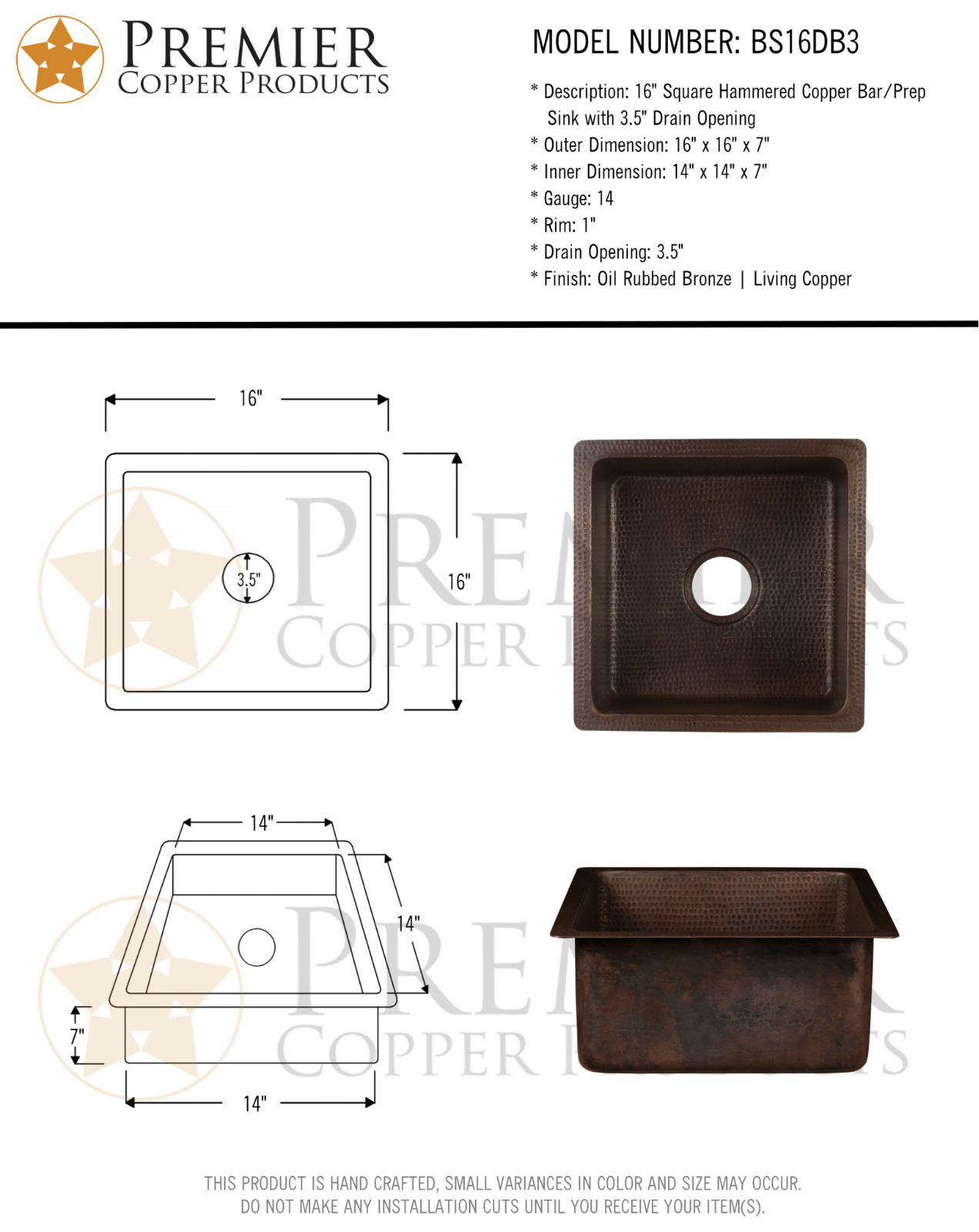 Premier Copper Products IER1924 Specifications - ManualMachine.com