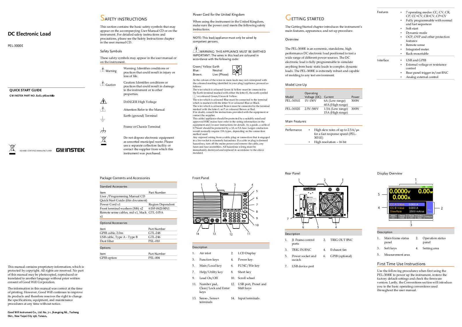 GW Instek PEL-3032E User guide