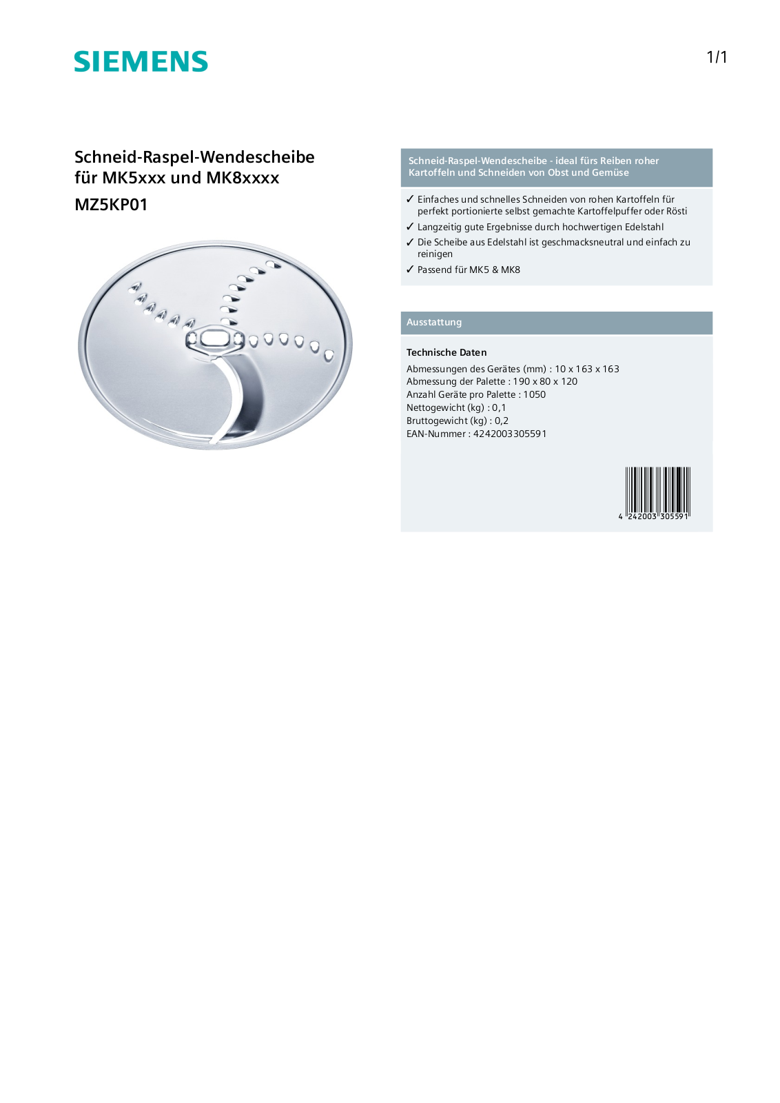 Siemens MZ5KP01 User Manual