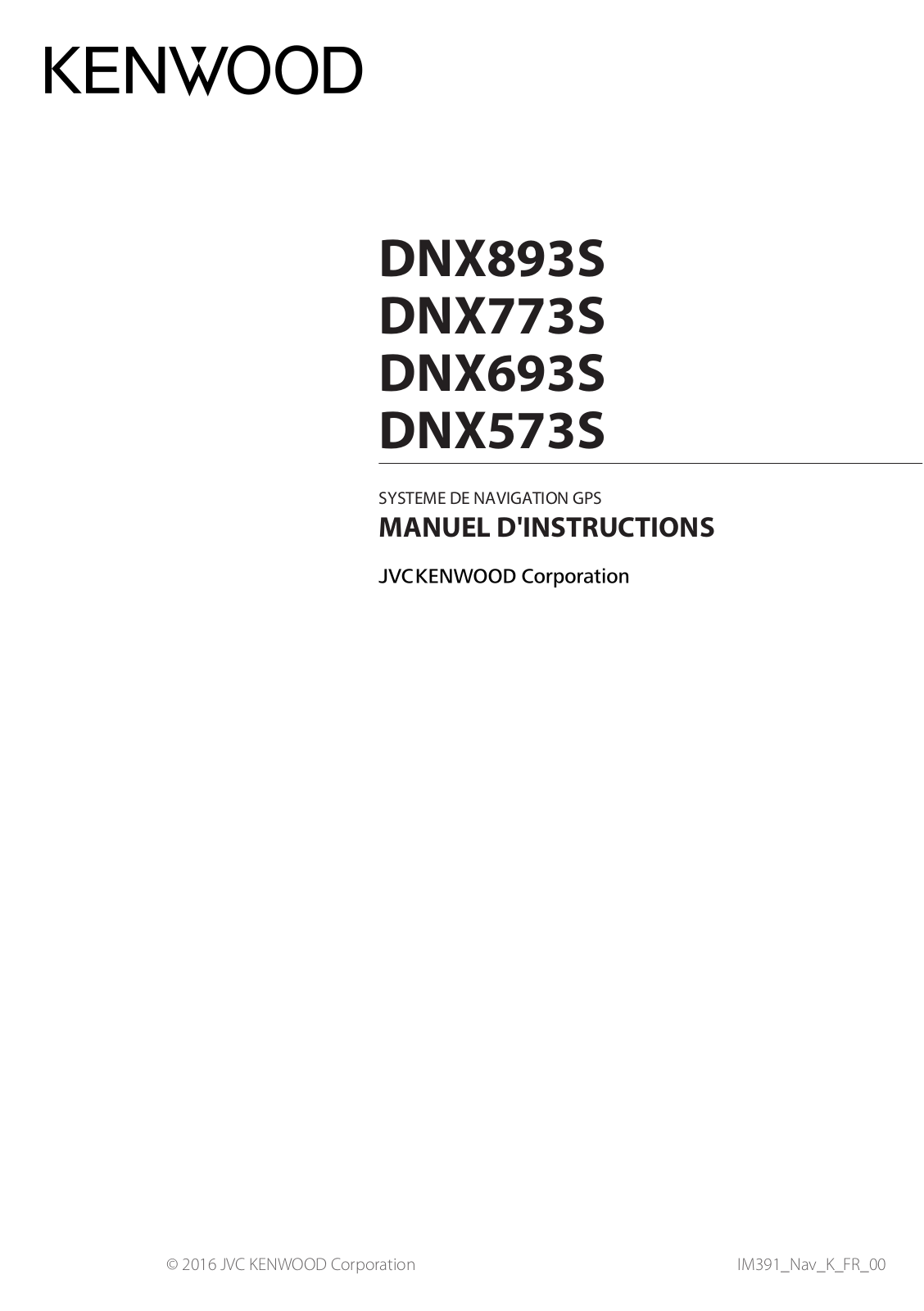 KENWOOD DNX 573 S Instruction Manual