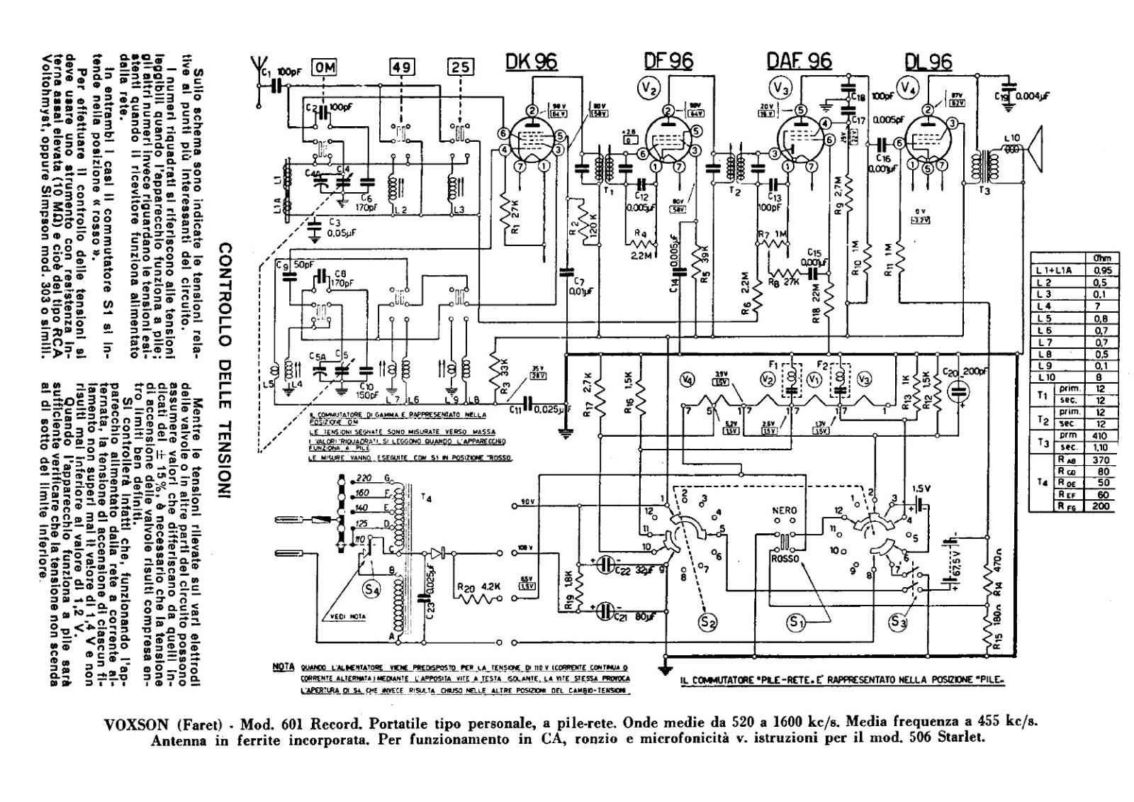 Voxson 601 schematic