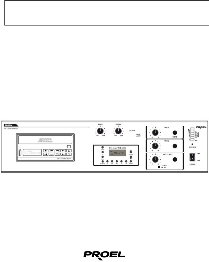 Proel ACDT90 INSTRUCTION MANUAL