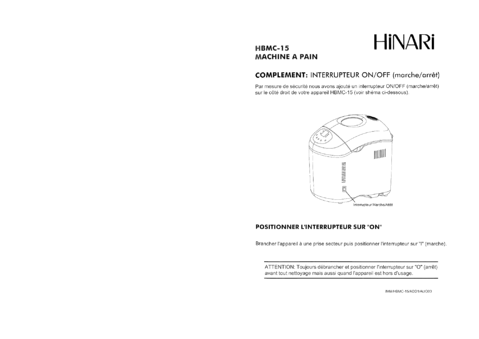 HINARI HBMC-15 User Manual