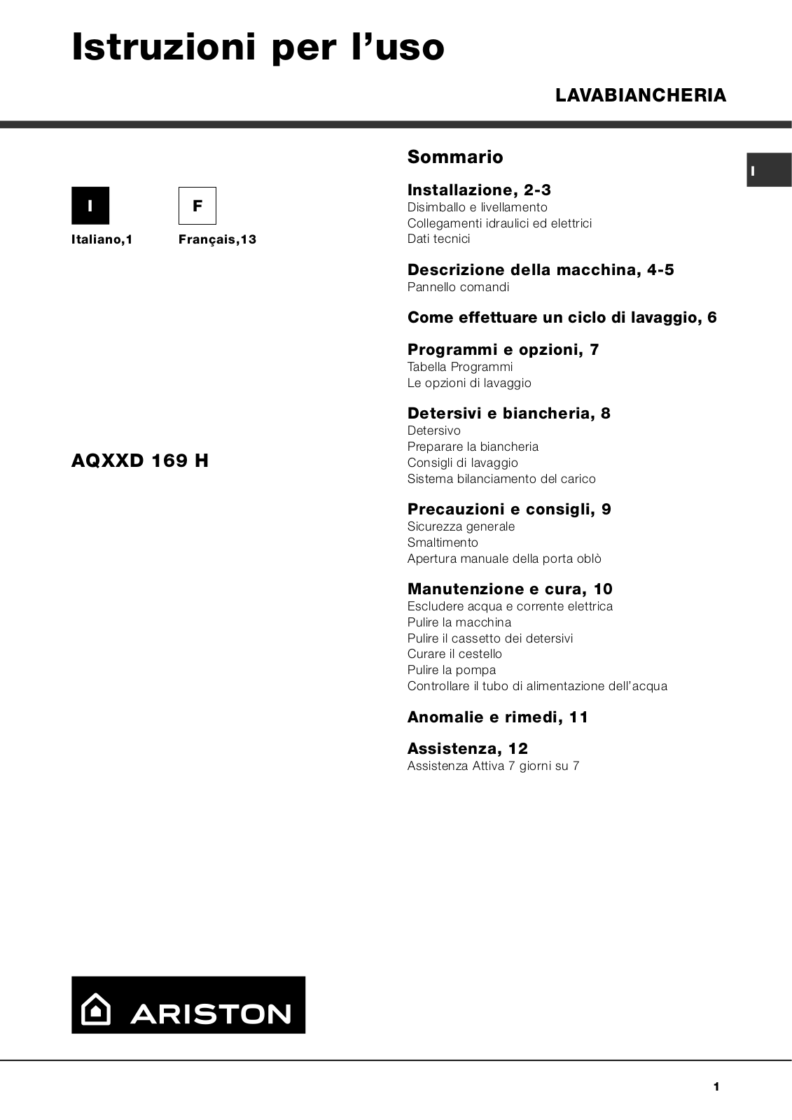 Ariston AQXXD169H User Manual